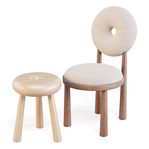 Emmanuelle Simon Baba - Dining Chair and Stool 3D model