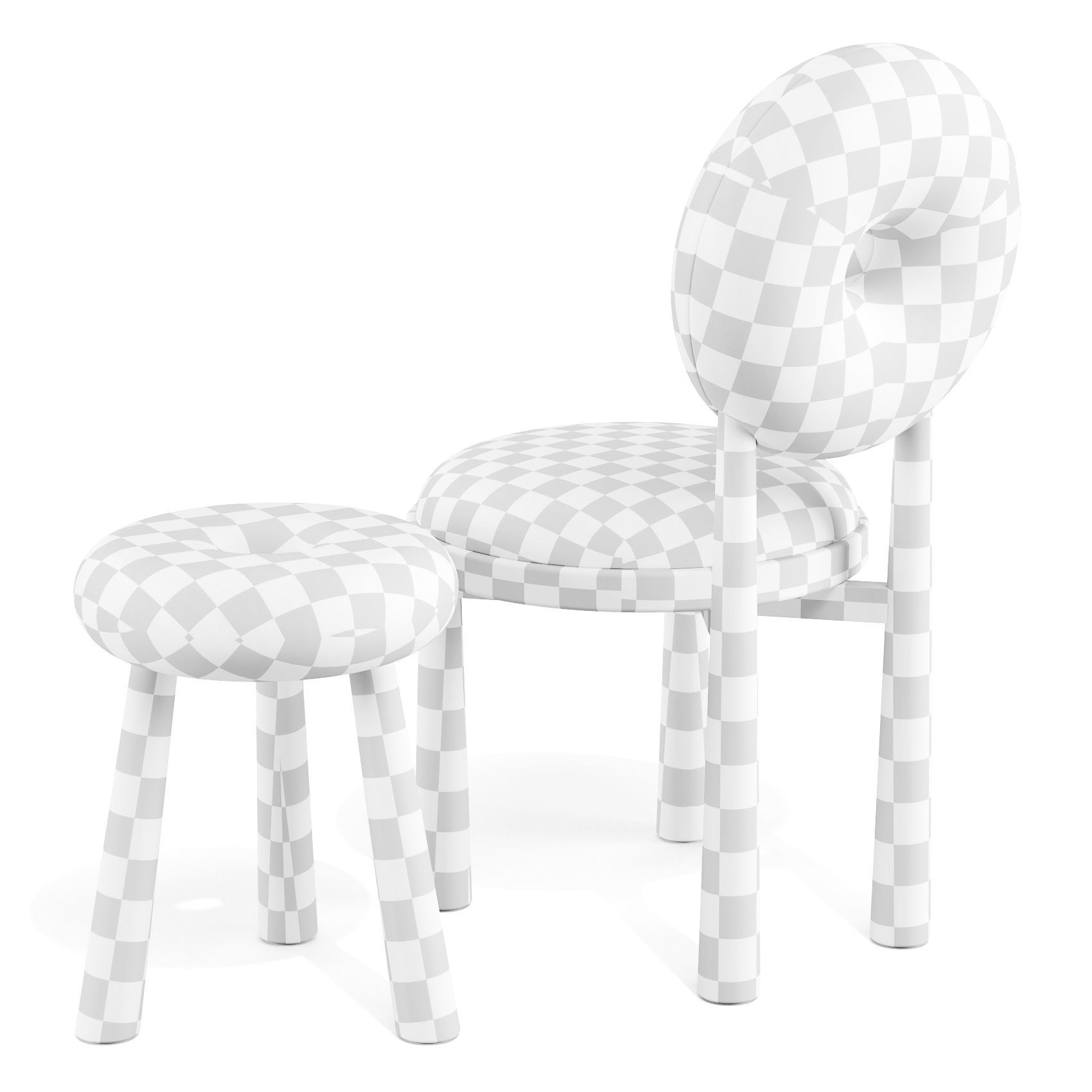 Emmanuelle Simon Baba - Dining Chair and Stool 3D model_4
