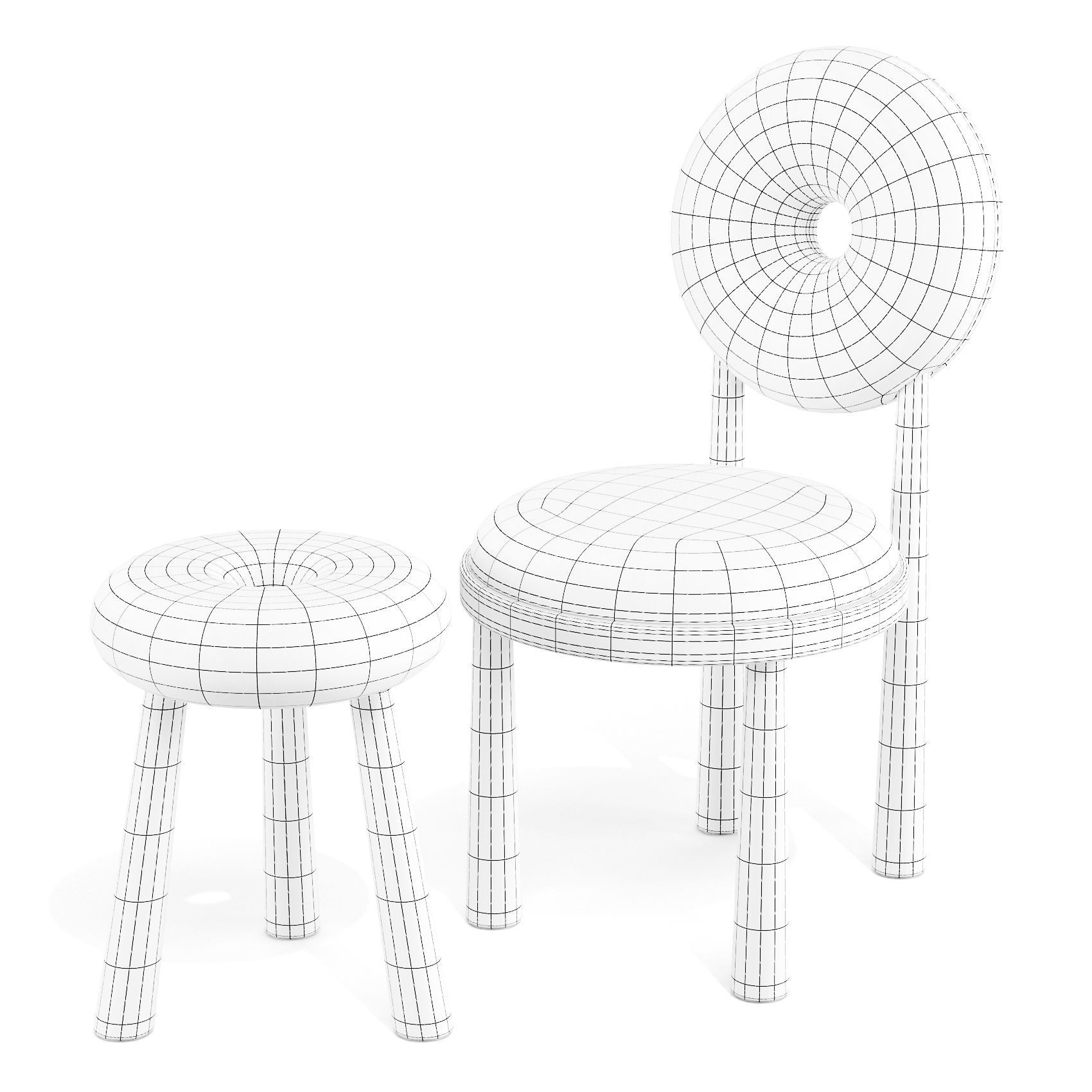 Emmanuelle Simon Baba - Dining Chair and Stool 3D model_5