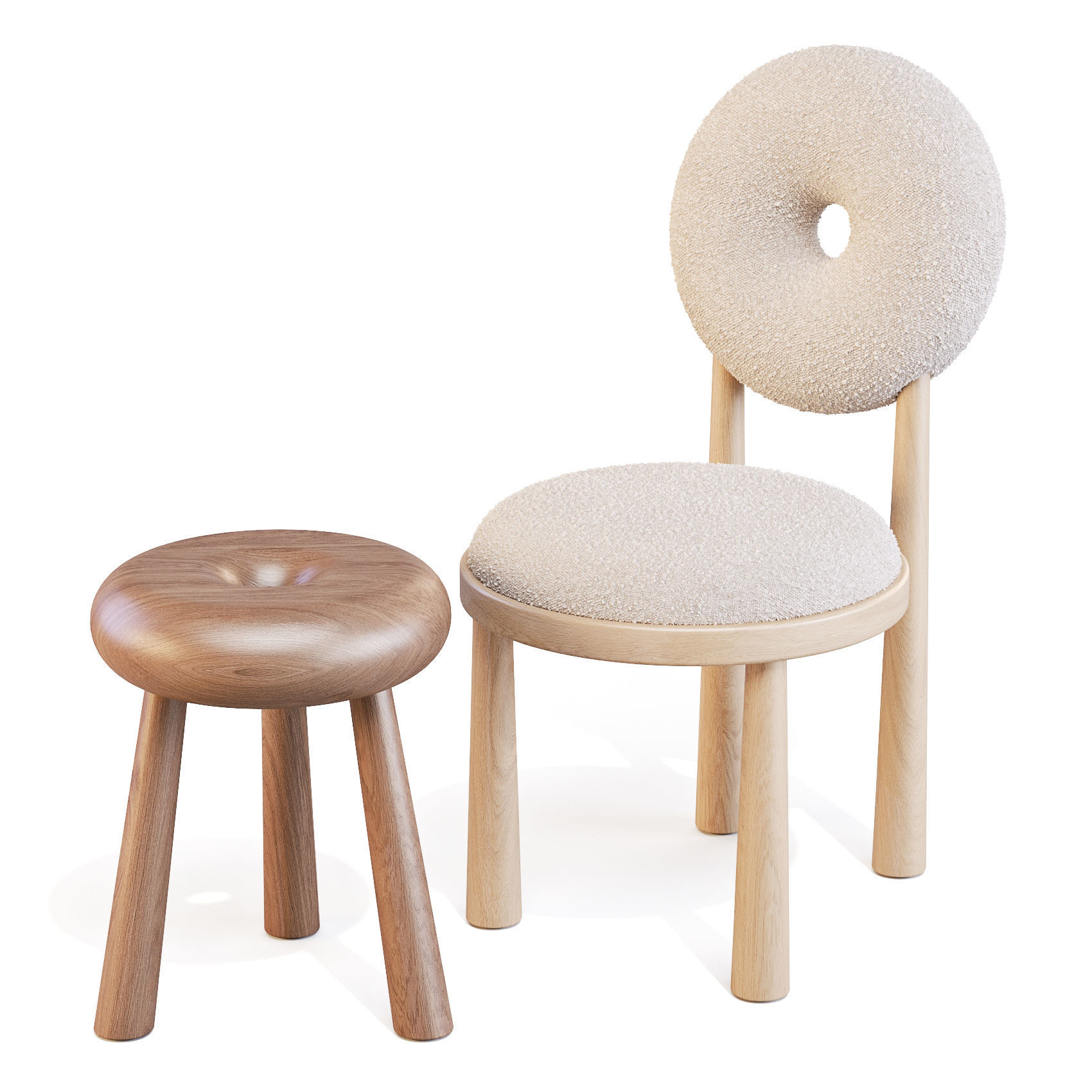 Emmanuelle Simon Baba - Dining Chair and Stool 3D model_1