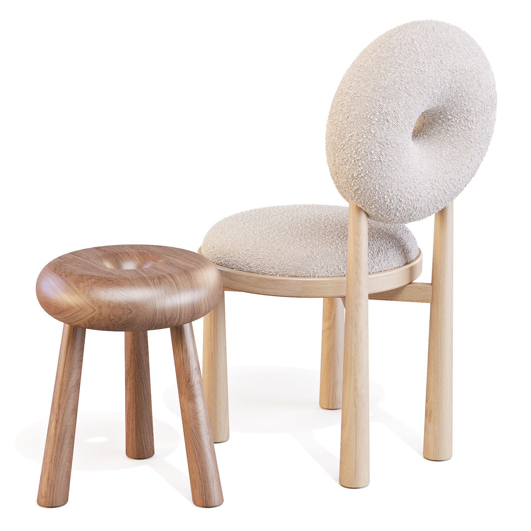 Emmanuelle Simon Baba - Dining Chair and Stool 3D model_2