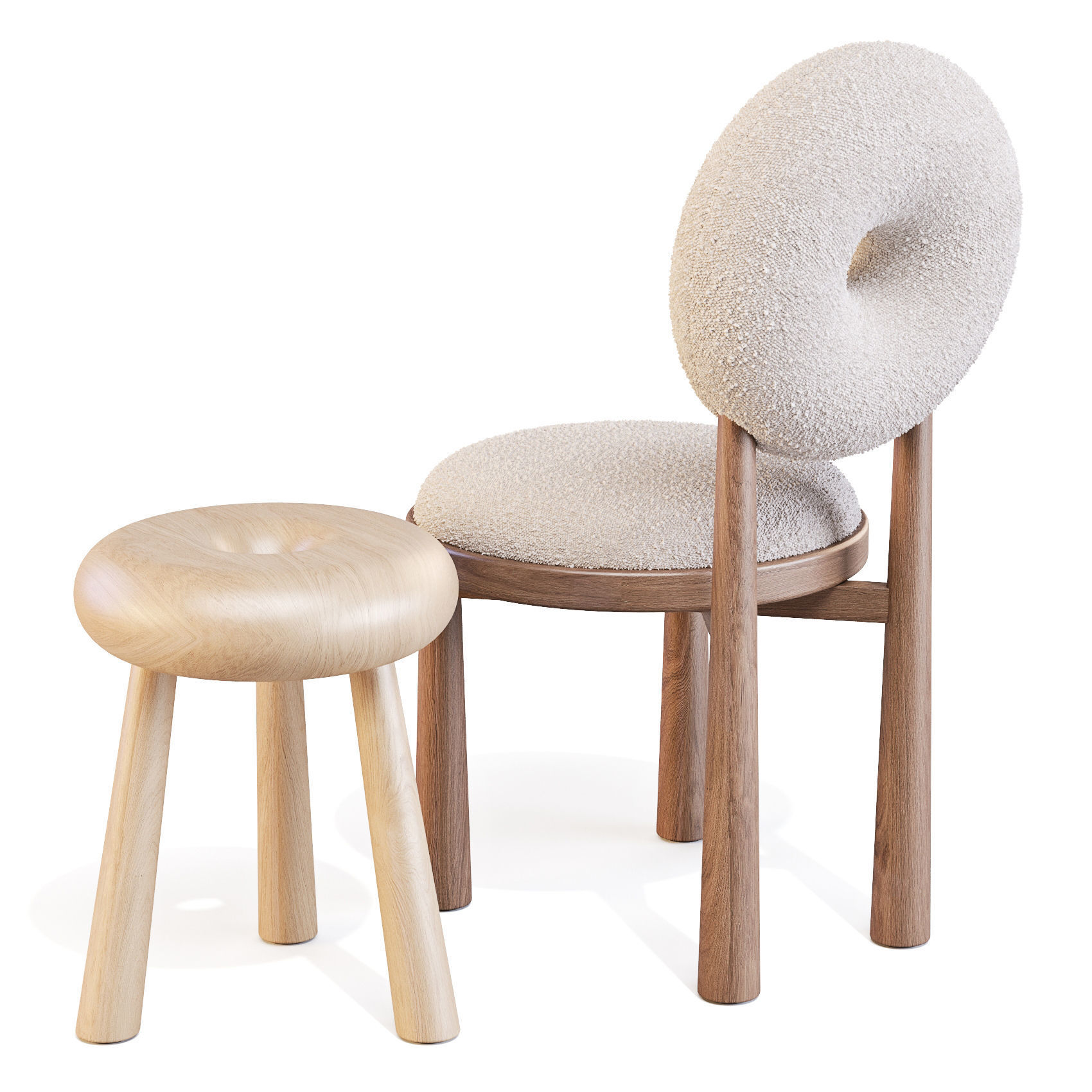 Emmanuelle Simon Baba - Dining Chair and Stool 3D model_3