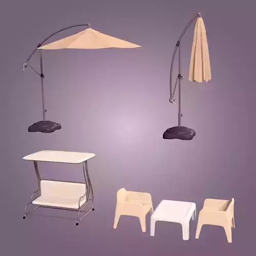 Patio - Deck - Outdoor Umbrella - Chair - Table and Porch Swing