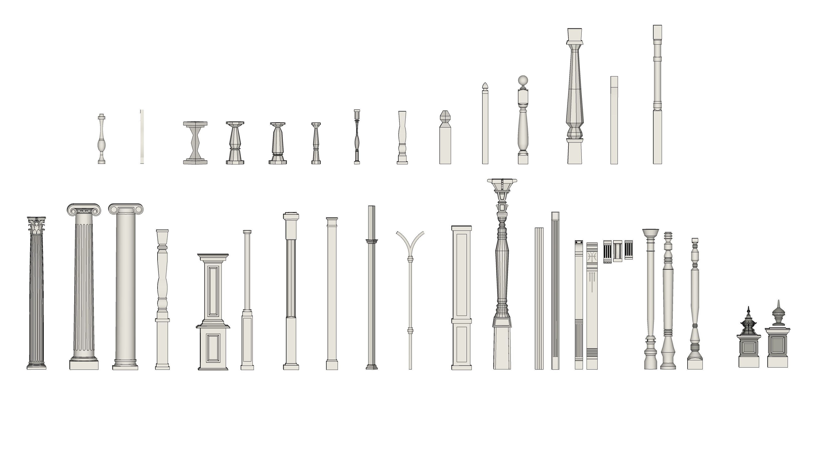 Classical Columns pillar decorate 3d model  3D model_9