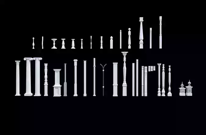 Classical Columns pillar decorate 3d model  3D model