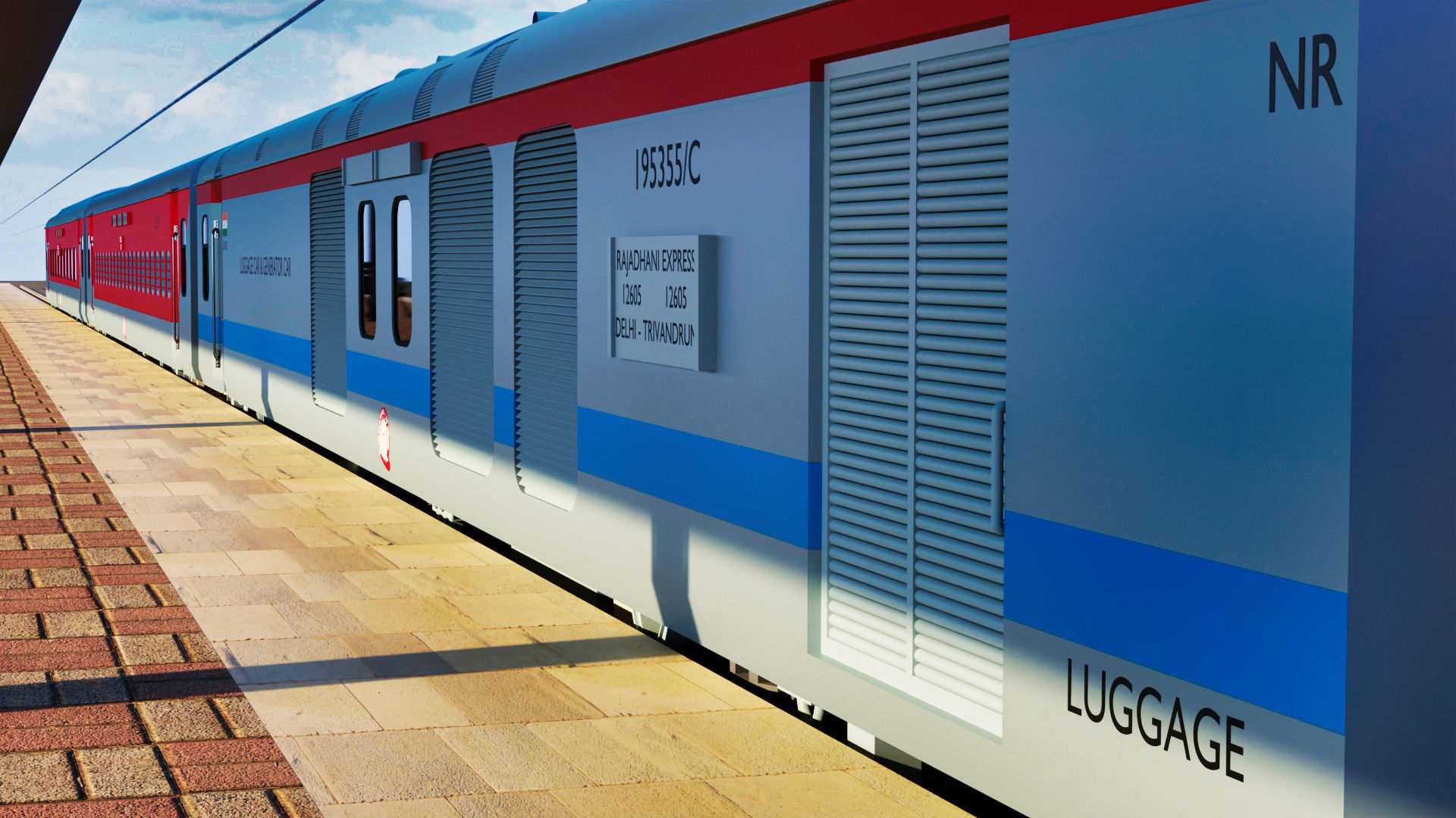 Indian Railways Train WAP 4 LHB Coaches 3D Model 3D model_4