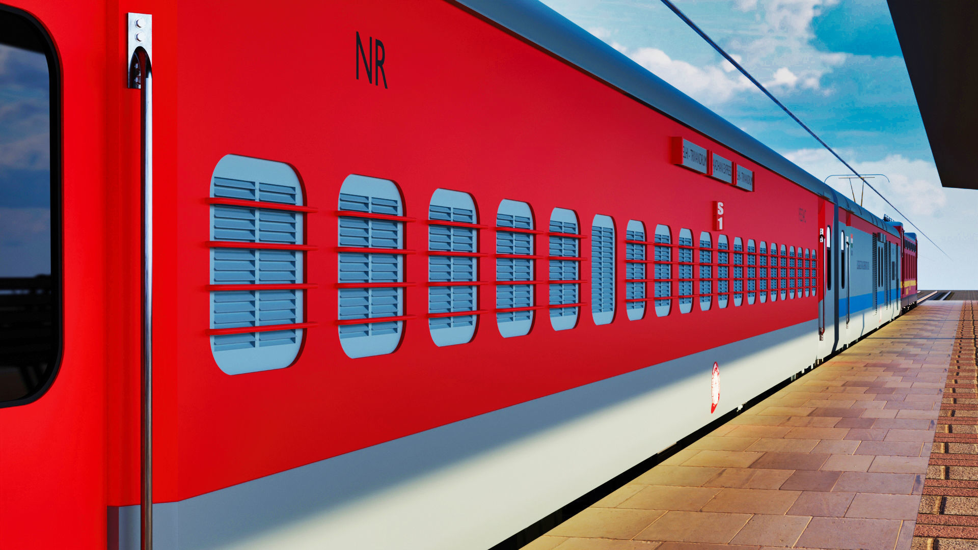 Indian Railways Train WAP 4 LHB Coaches 3D Model 3D model_3