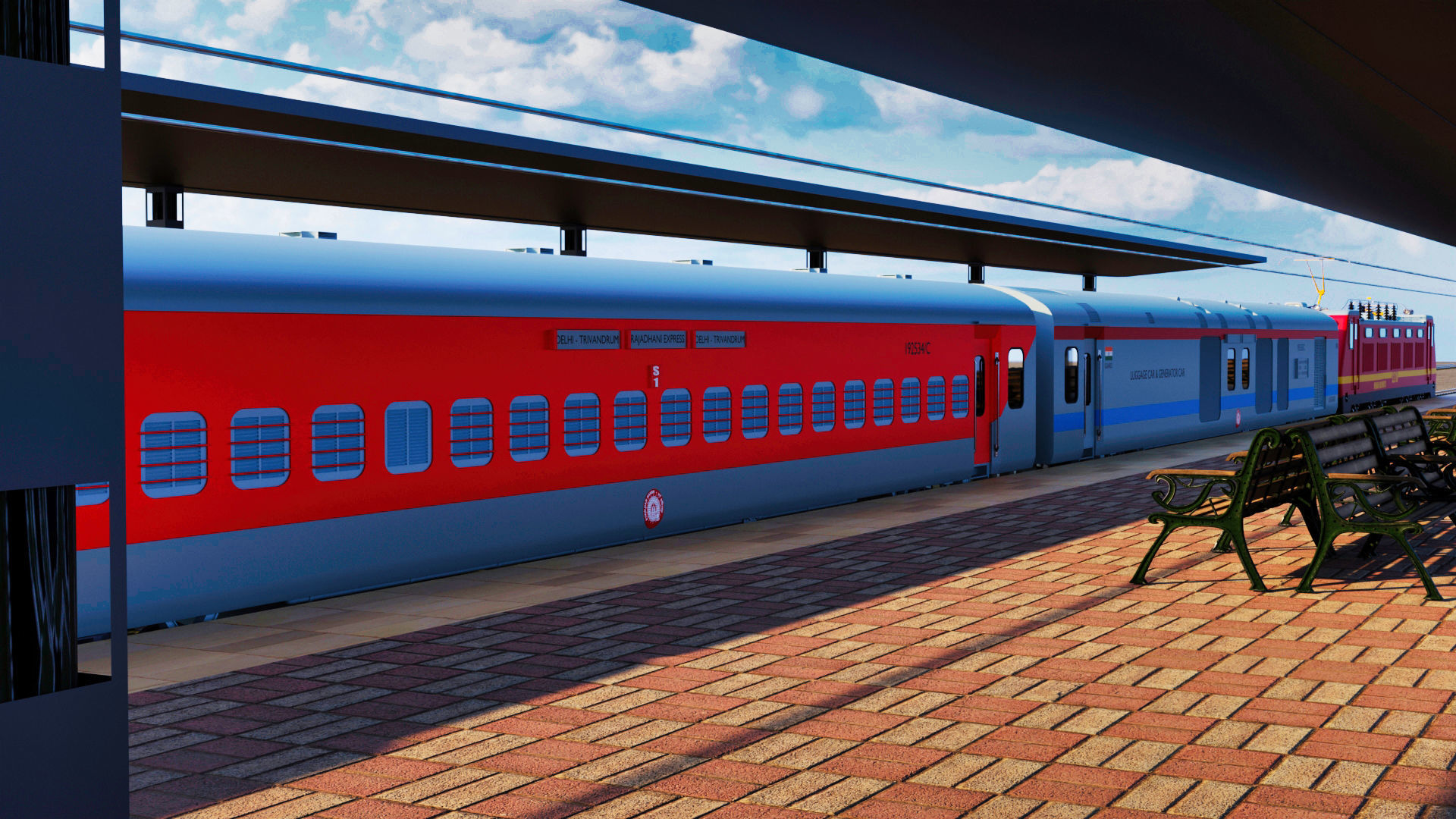Indian Railways Train WAP 4 LHB Coaches 3D Model 3D model_5