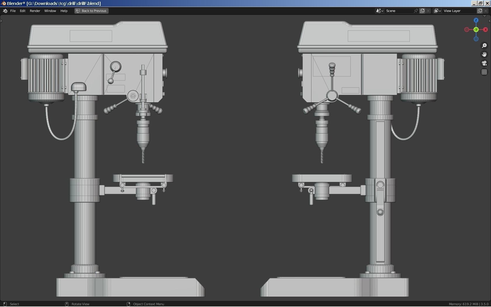 Bench Drill Press and Toolbox 3D model_10