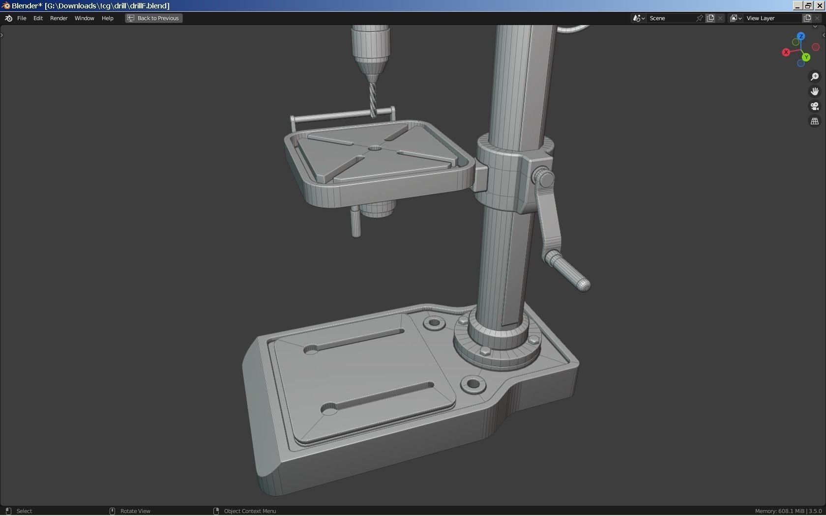 Bench Drill Press and Toolbox 3D model_11