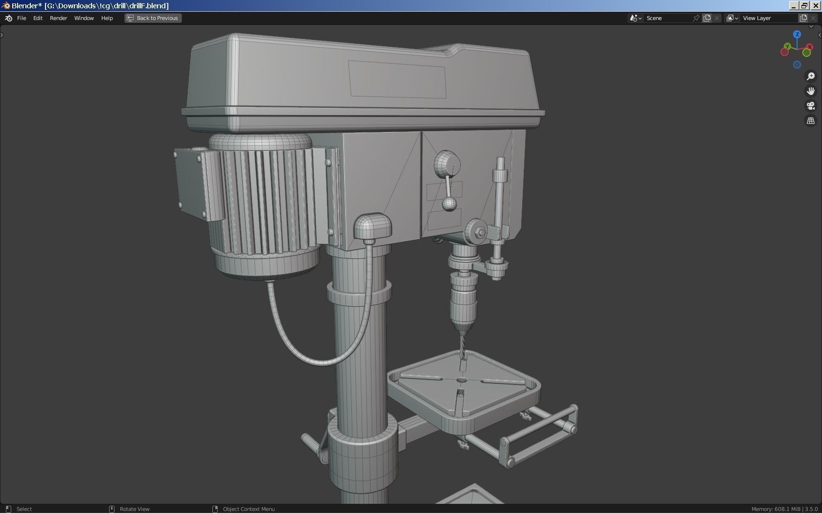 Bench Drill Press and Toolbox 3D model_13