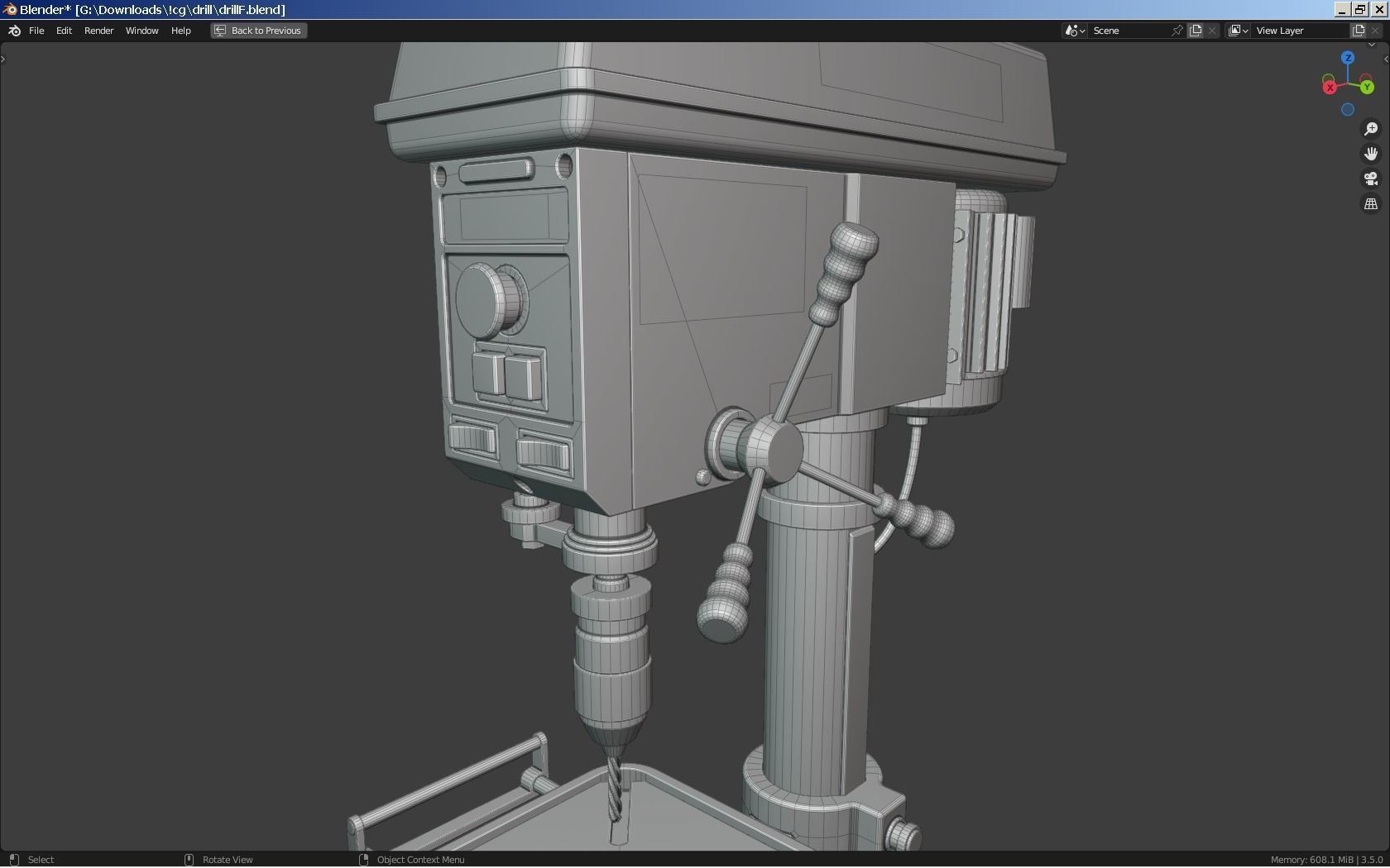 Bench Drill Press and Toolbox 3D model_12