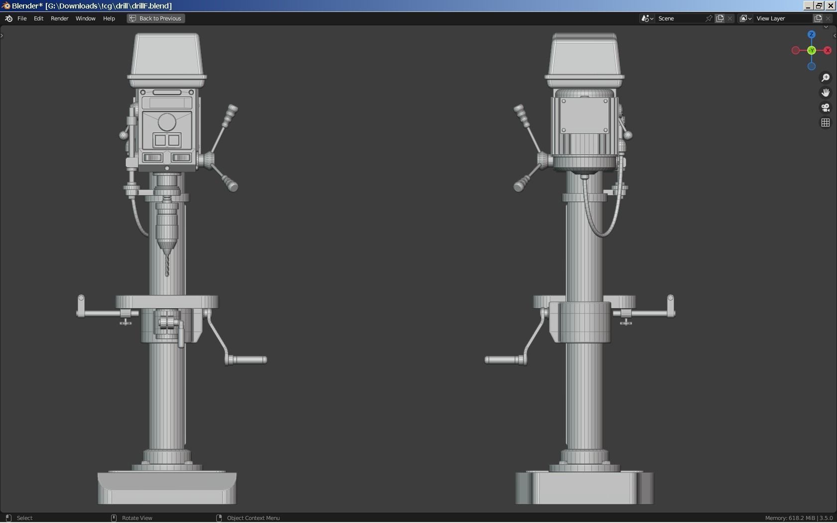 Bench Drill Press and Toolbox 3D model_9