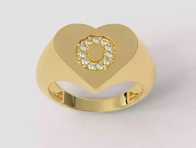Heart Letter Ring - O