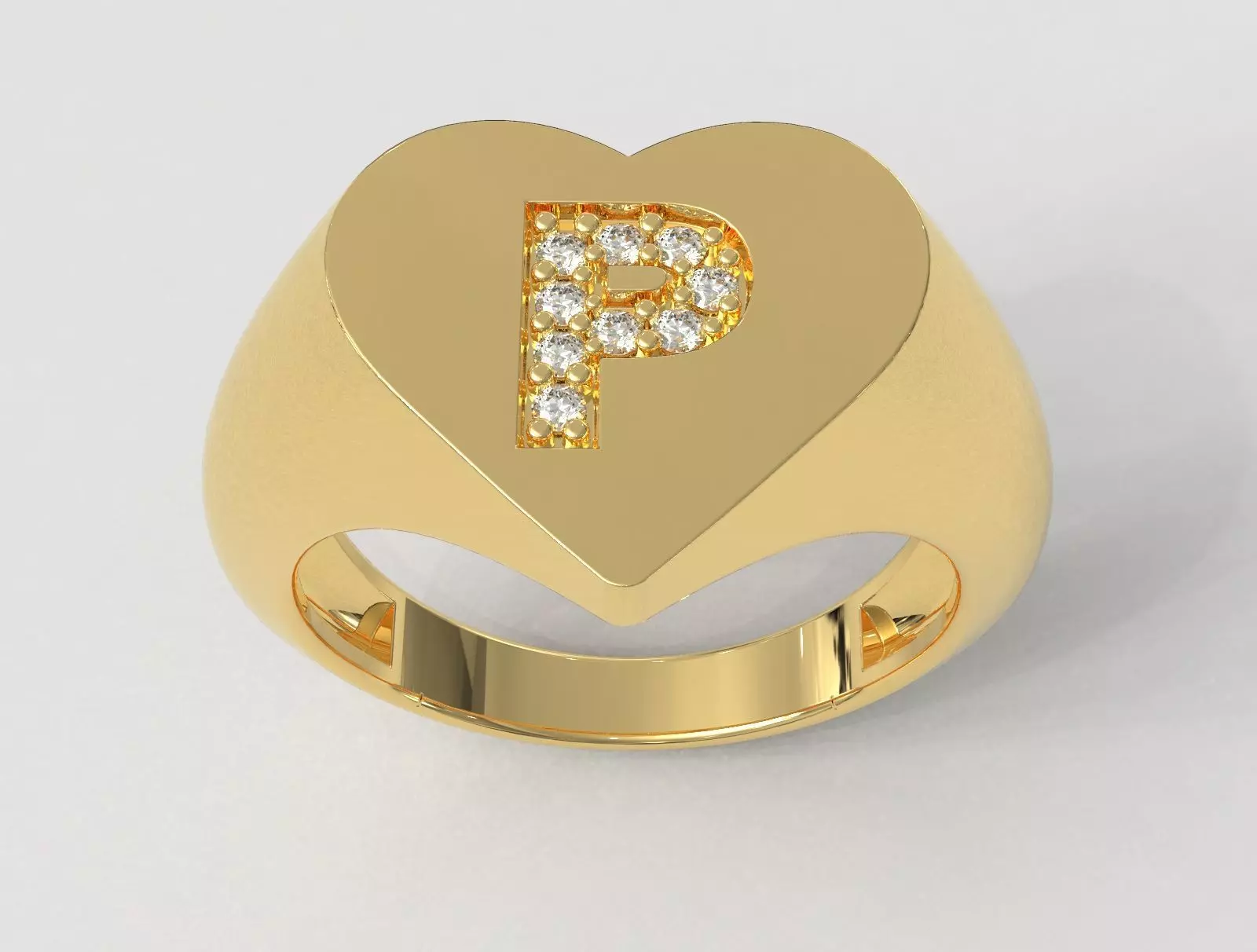 Heart Letter Ring - P 3D print model