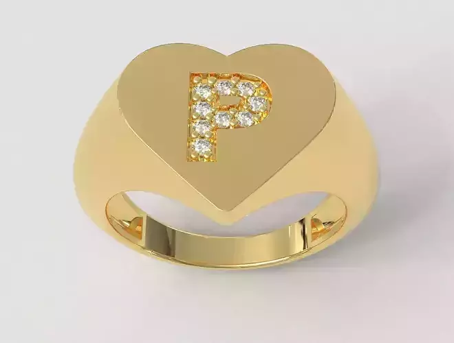 Heart Letter Ring - P