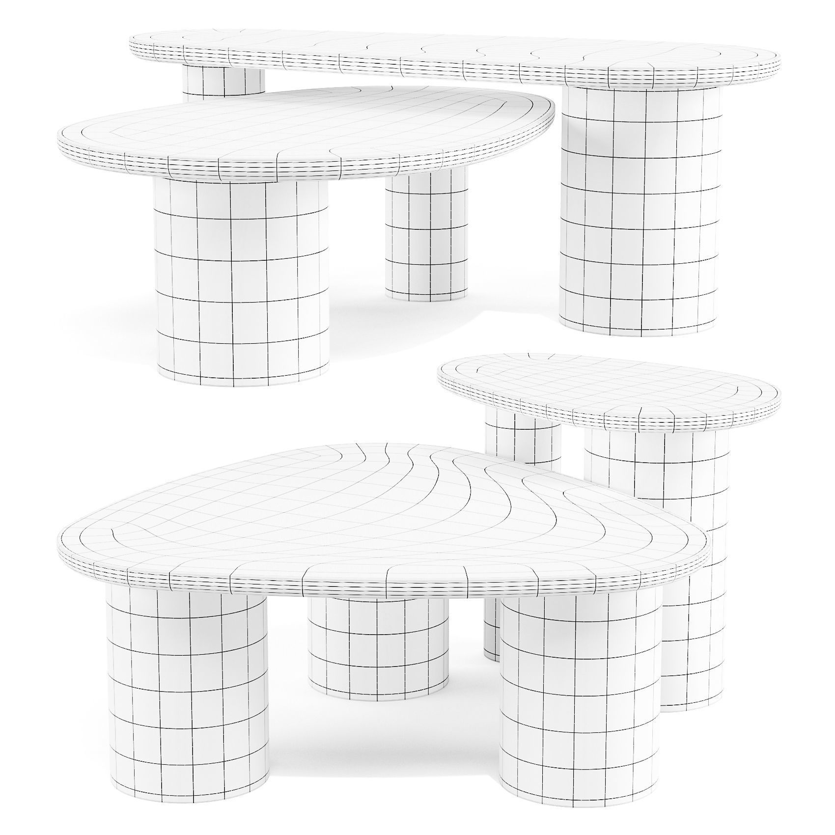 Potocco Jade - Coffee and Side Tables 3D model_3