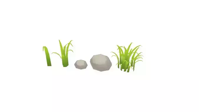Low Poly Stylized Grass and Rocks Collection