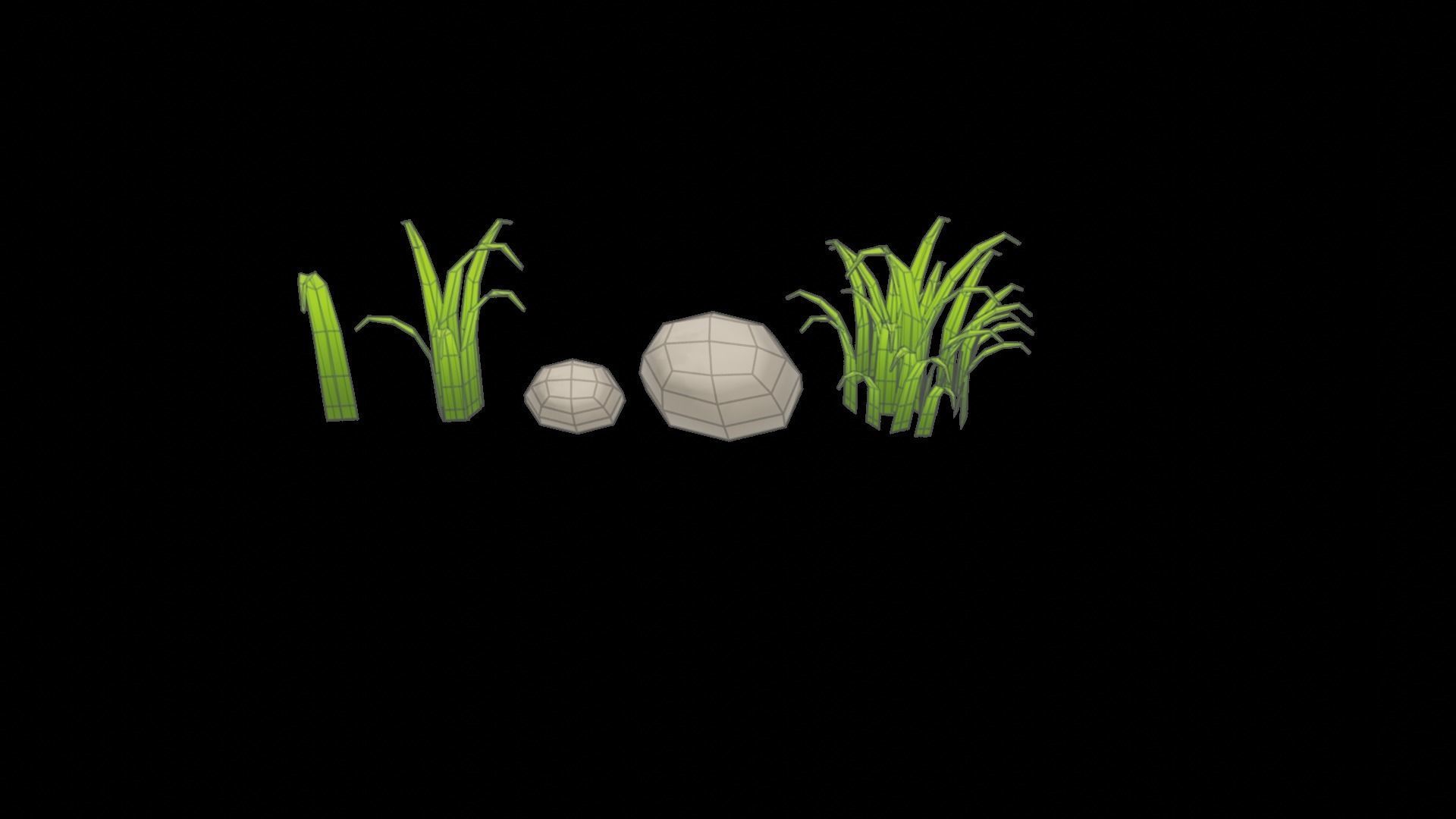 3D model Low Poly Stylized Grass and Rocks Collection VR / AR / low ...