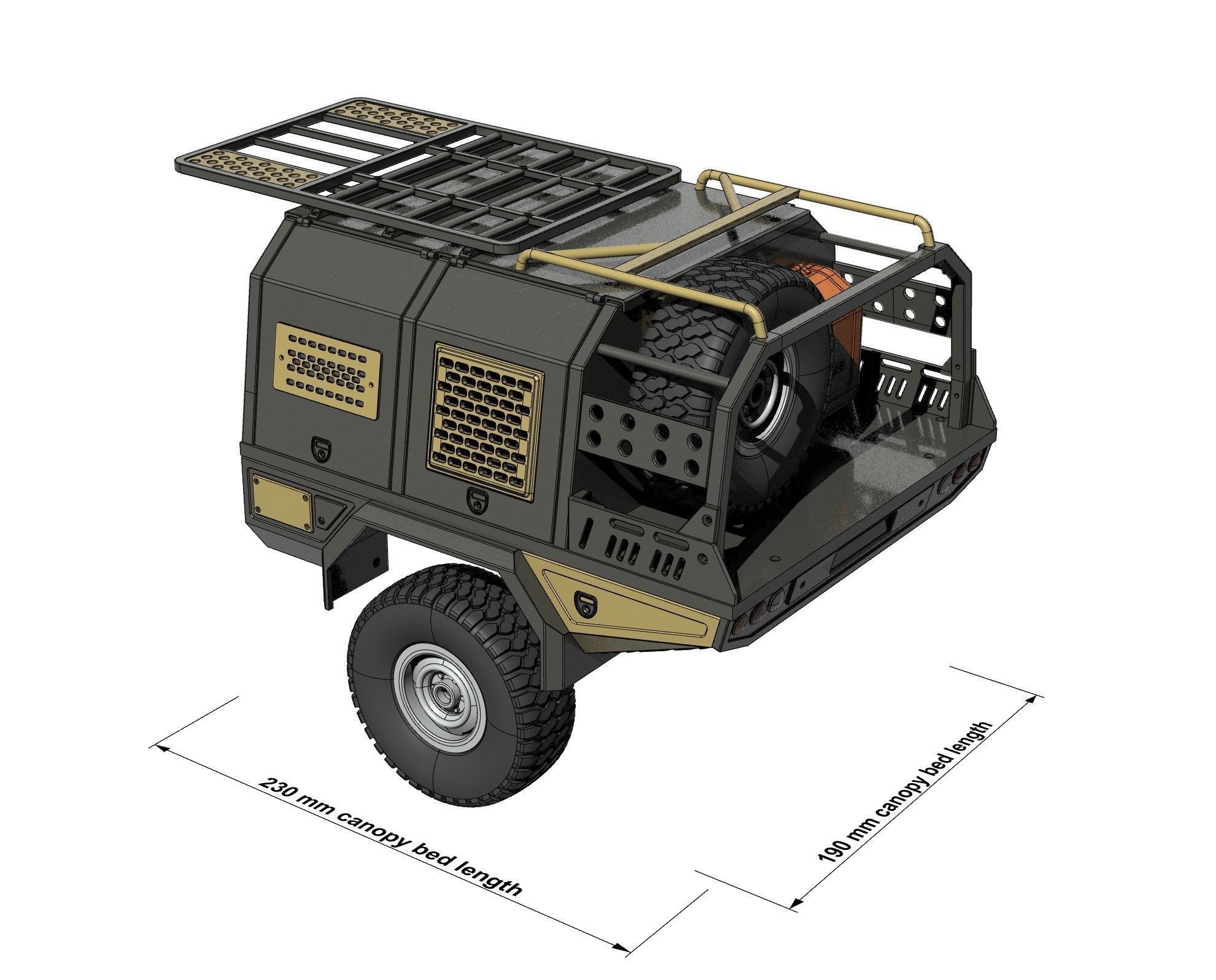 OFF ROAD REAR canopy for BRX 01 and RC4WD trail finder 3D PRINT 3D print model_10