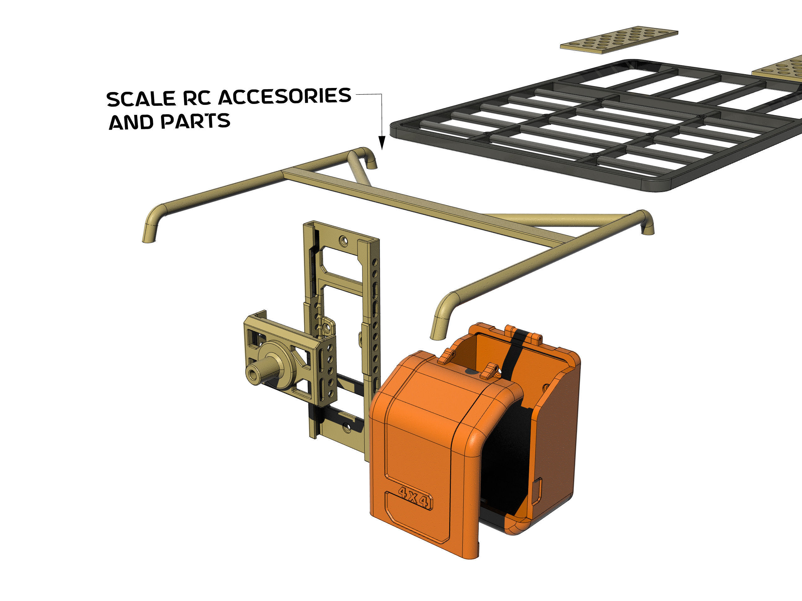 OFF ROAD REAR canopy for BRX 01 and RC4WD trail finder 3D PRINT 3D print model_6
