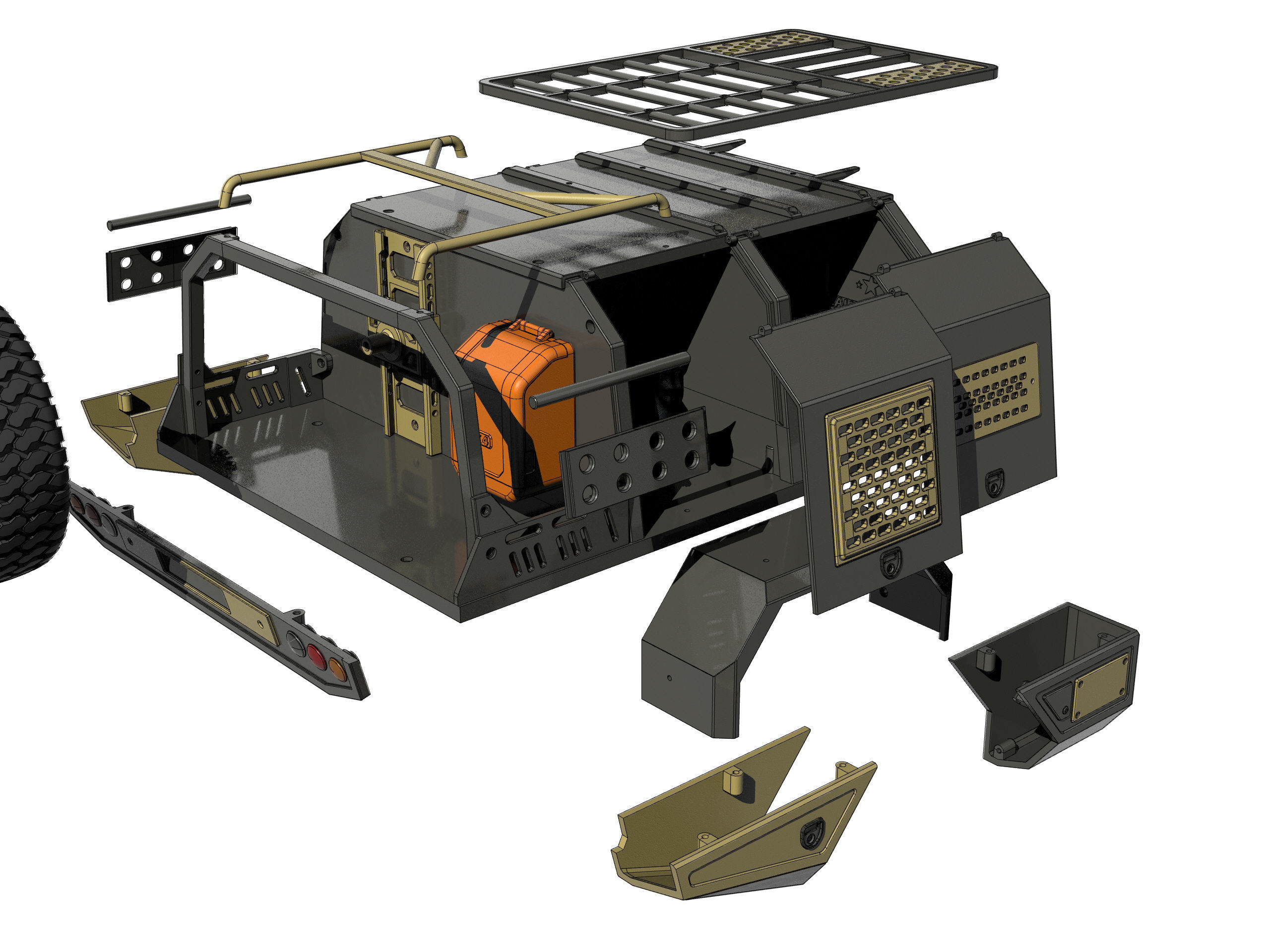 OFF ROAD REAR canopy for BRX 01 and RC4WD trail finder 3D PRINT 3D print model_9