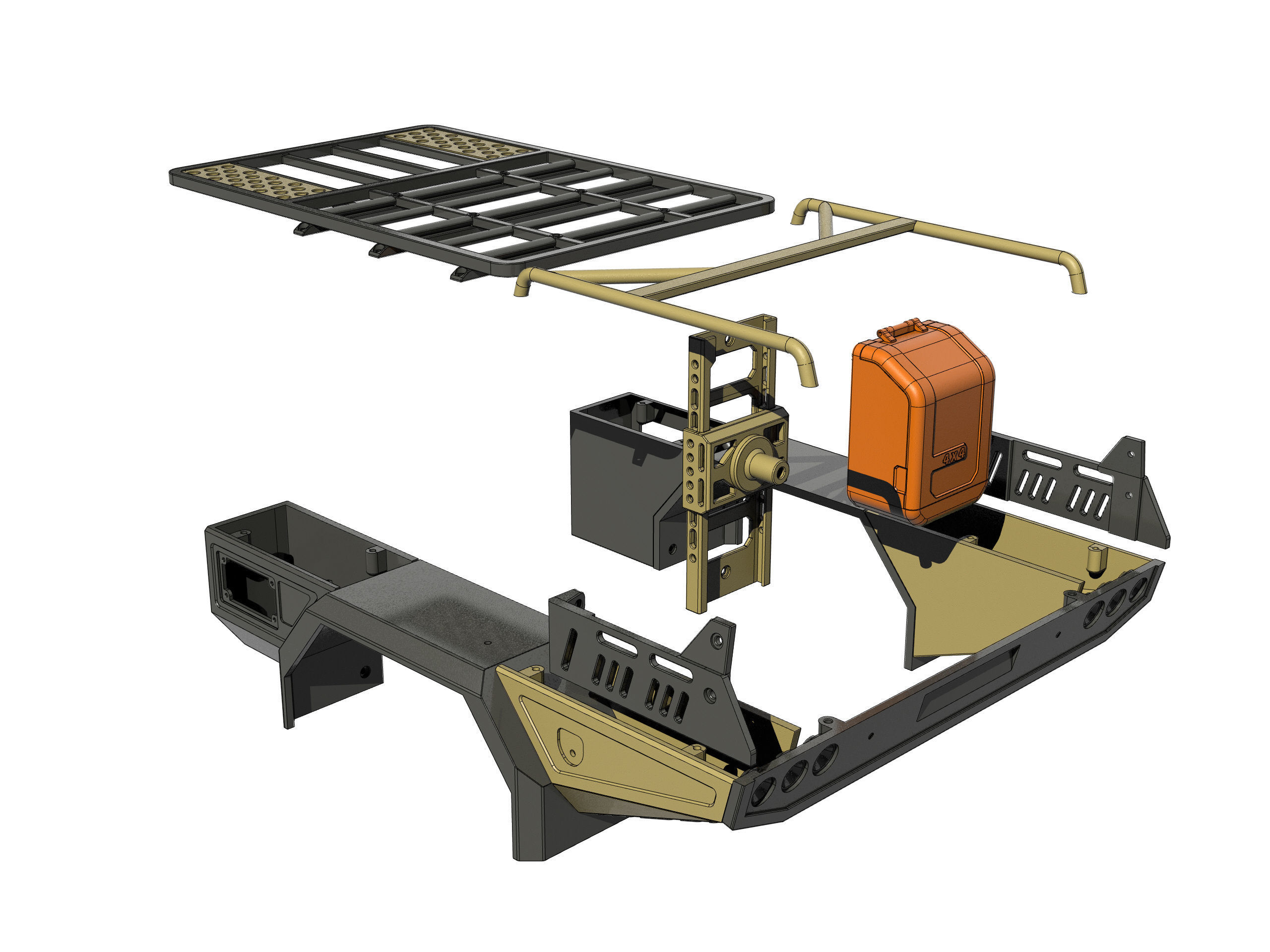 OFF ROAD REAR canopy for BRX 01 and RC4WD trail finder 3D PRINT 3D print model_8