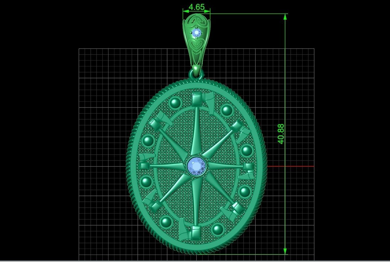 Celtic Compass North Star Polaris amulet axe 845 3D print model_6