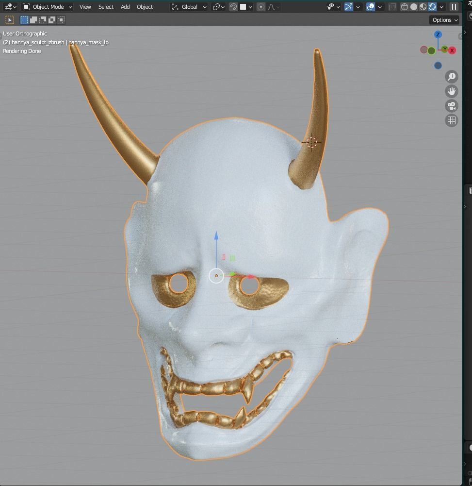 Hannya Low-poly 3D model_9