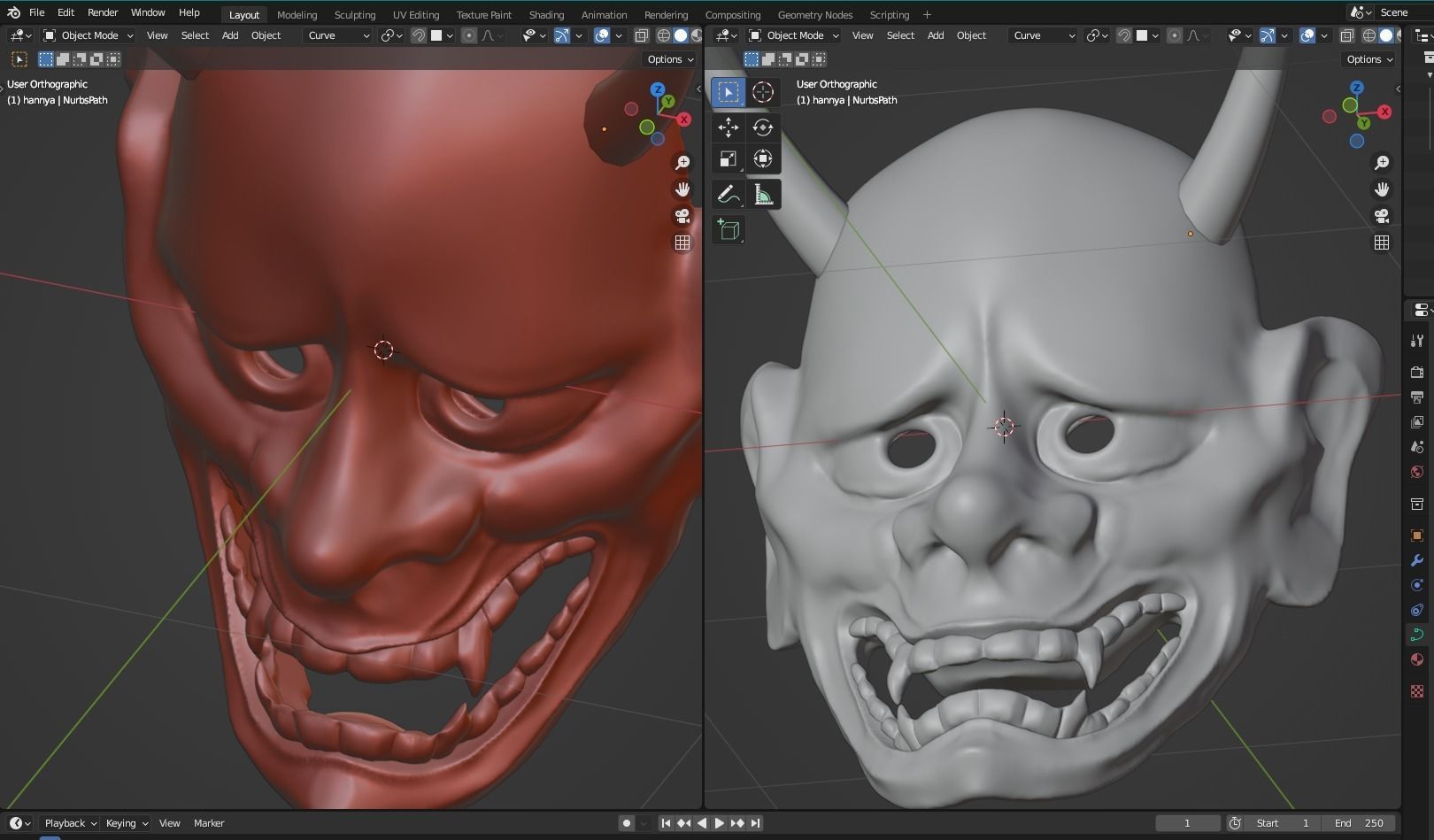 Hannya Low-poly 3D model_10