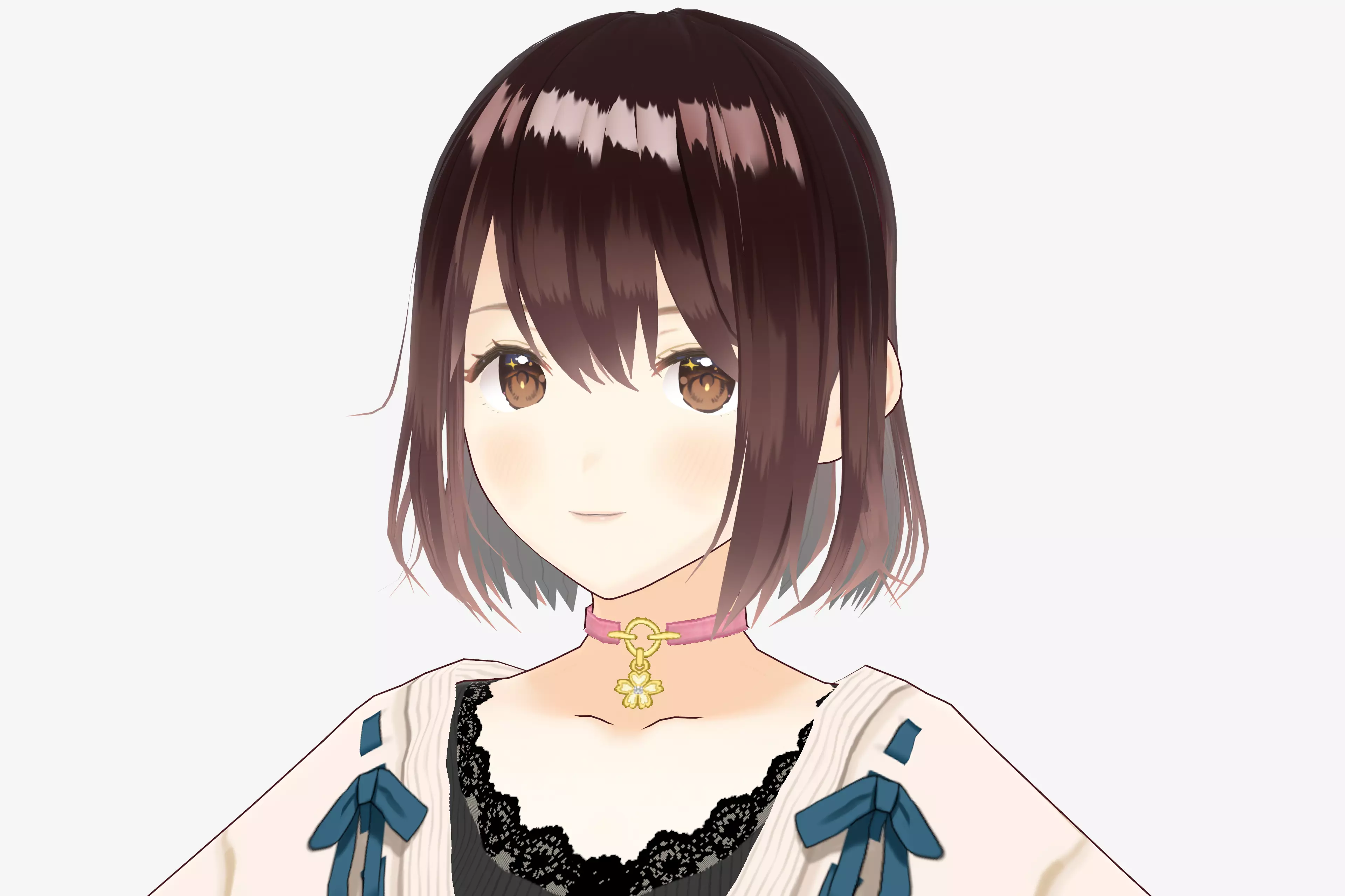 Sakura Necklace Gold Frame for VRoid Model Neck Accessory 3D model
