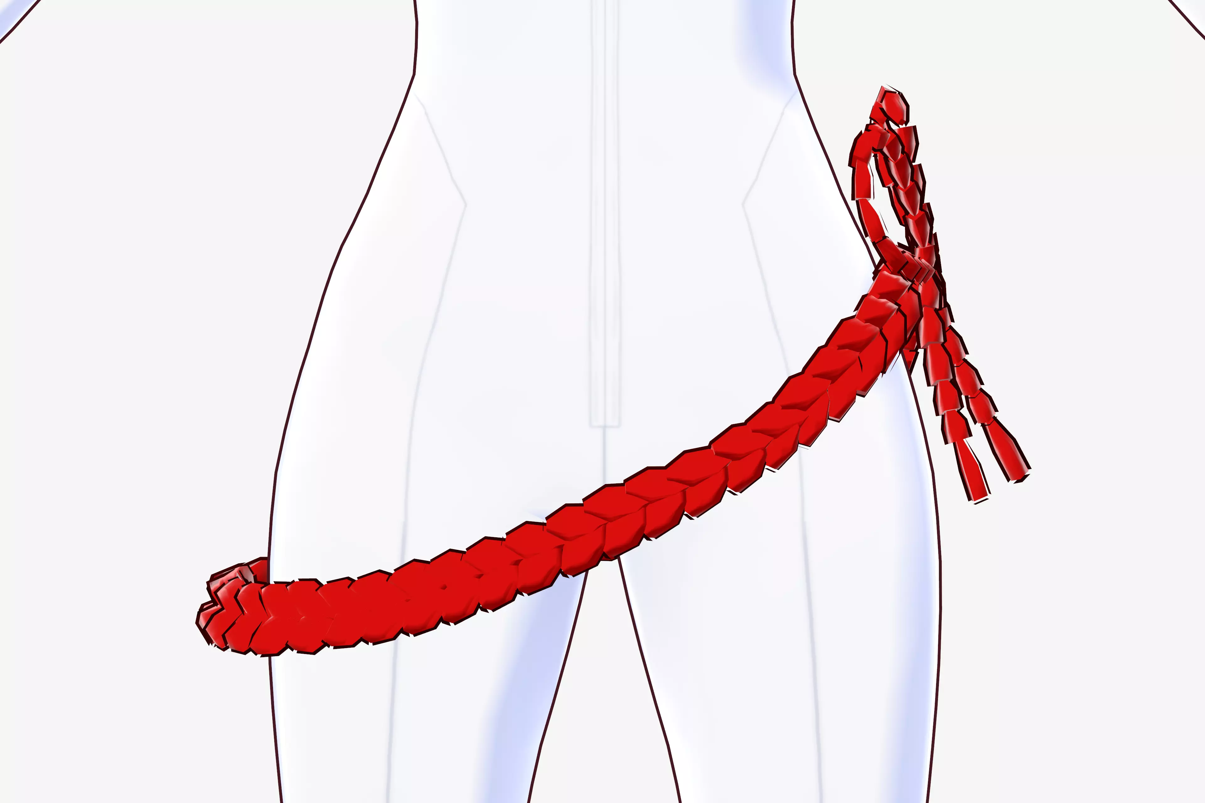 Japanese Braided Tie Belt for VRoid Model Bottom Accessory 3D model_0