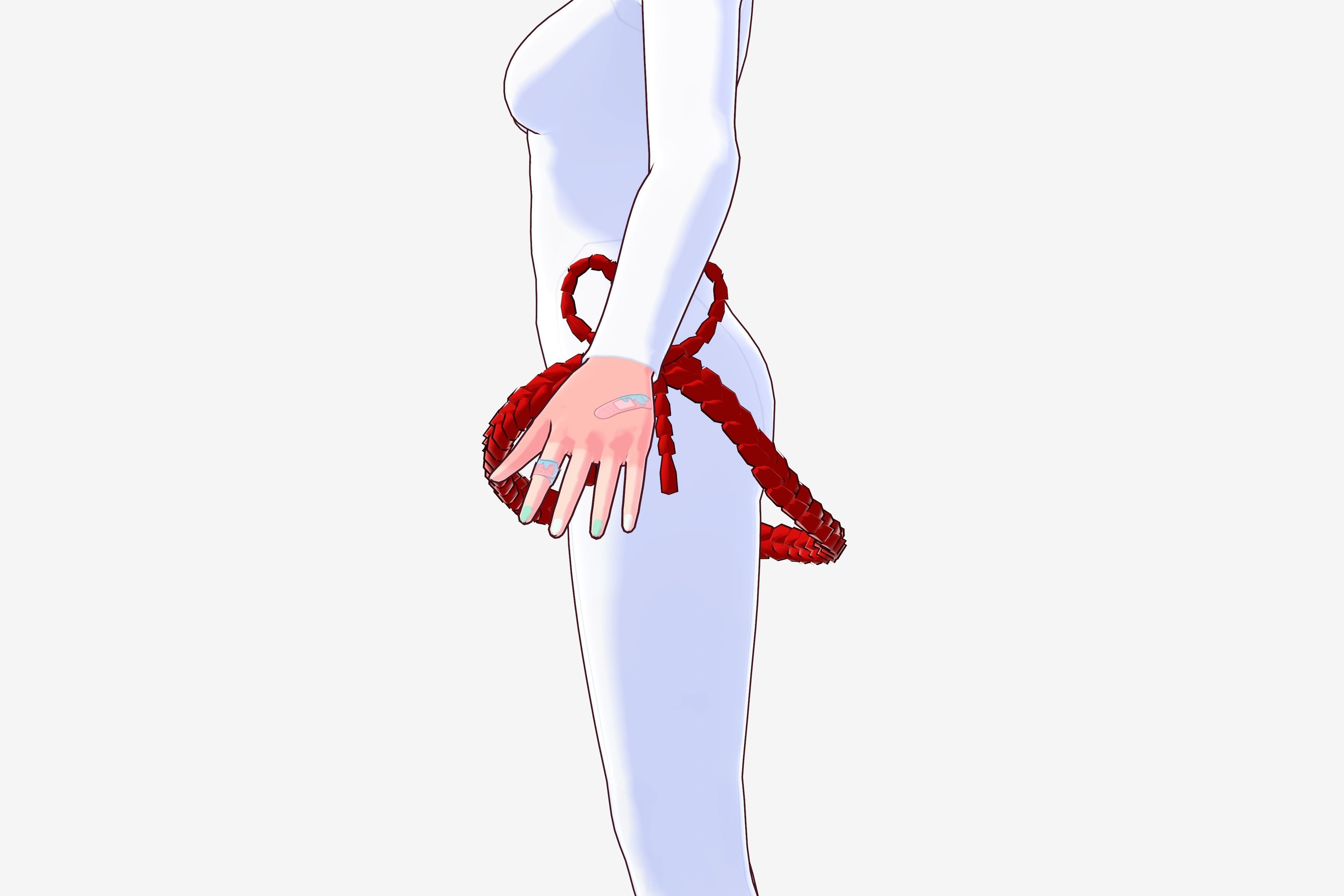 Japanese Braided Tie Belt for VRoid Model Bottom Accessory 3D model_4