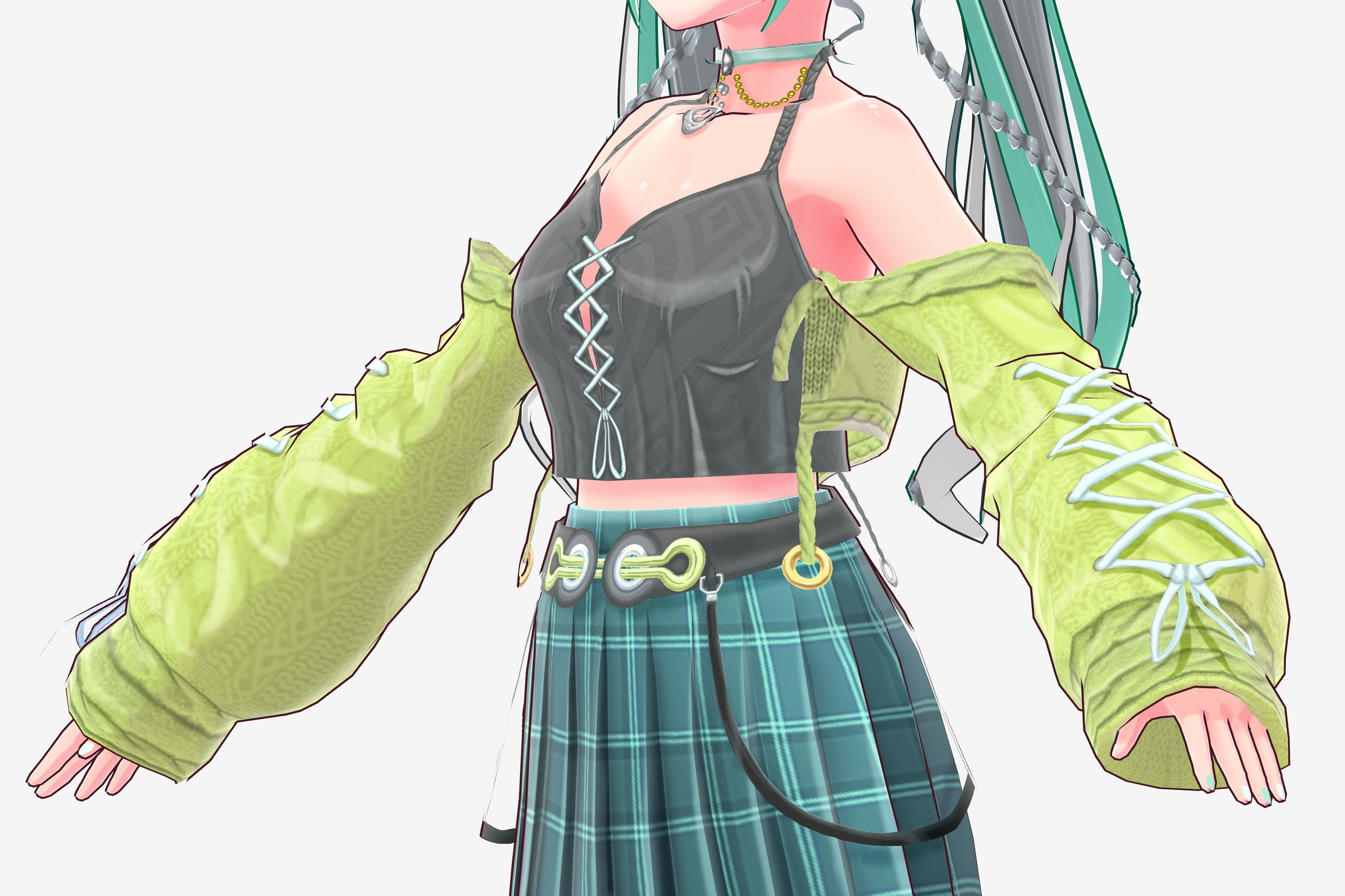 Off-Shoulder Cardigan Sweater for VRoid Model Top Accessory 3D model_1