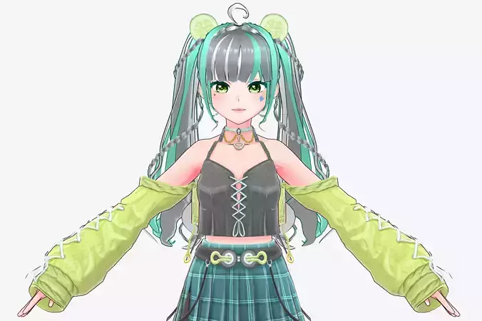 Off-Shoulder Cardigan Sweater for VRoid Model Top Accessory 3D model