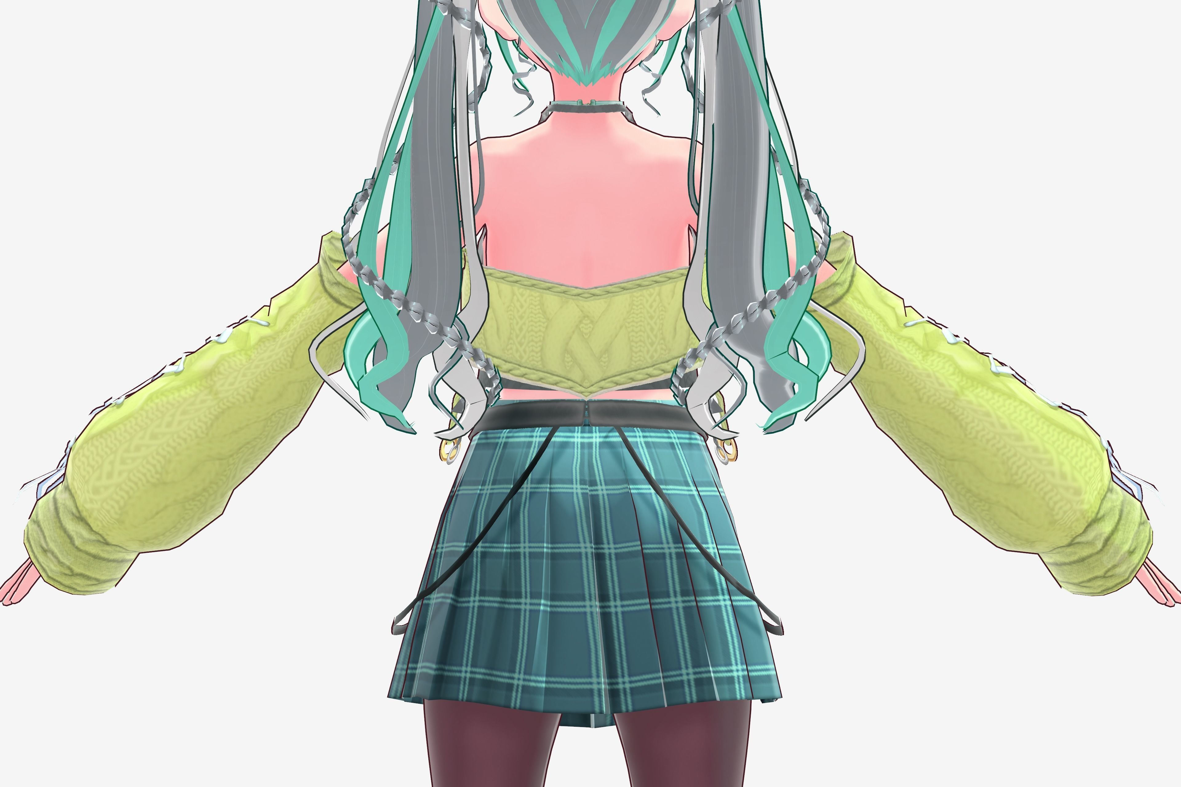 Off-Shoulder Cardigan Sweater for VRoid Model Top Accessory 3D model_4