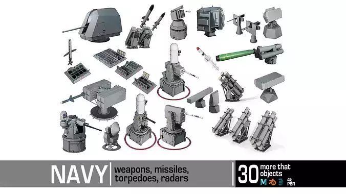 NAVY weapons pack 3D Model Collection