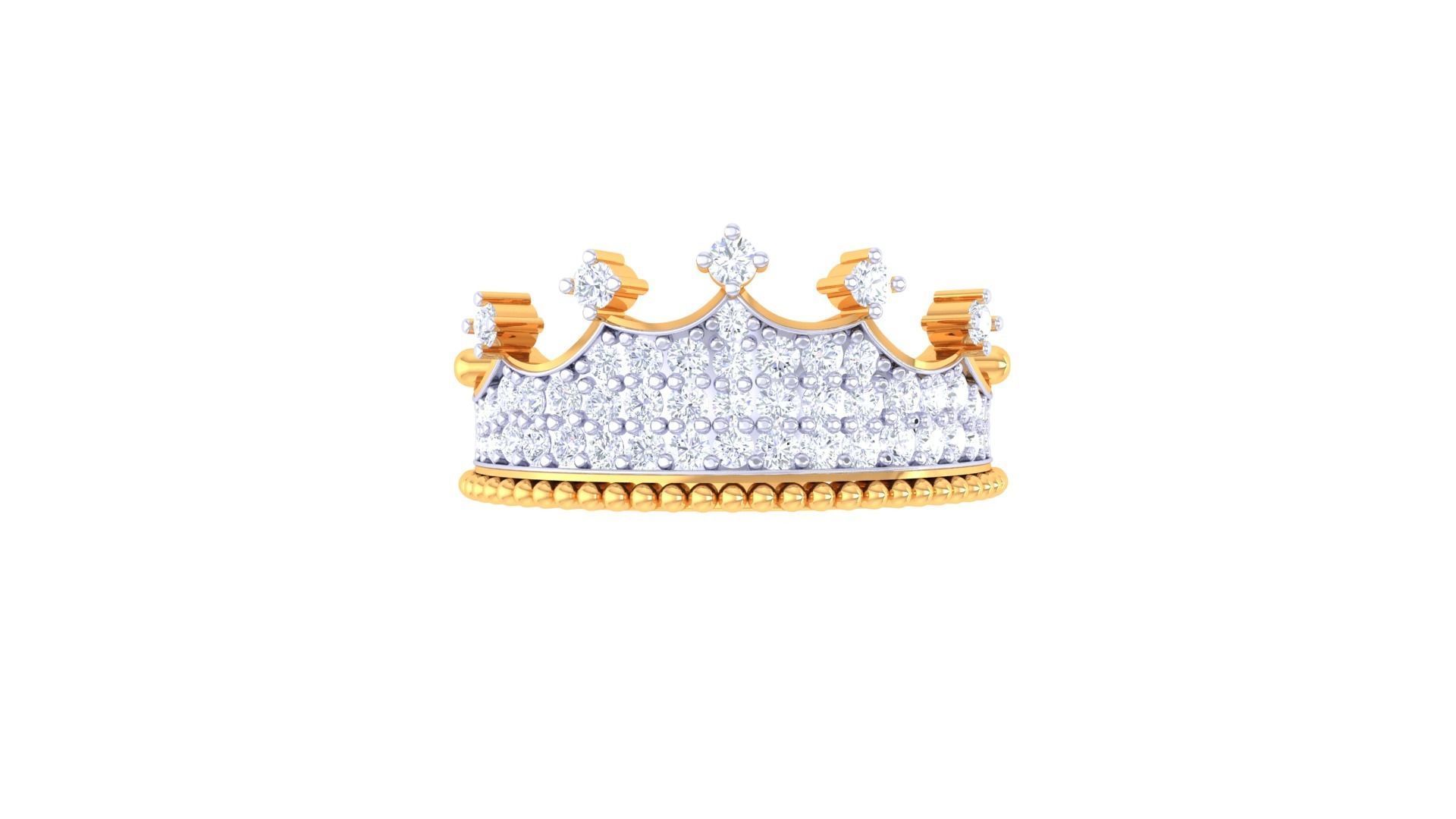 Crown High Jewelry Diamond Cocktail Ring 3dm stl obj mtl glb 3D print model_8