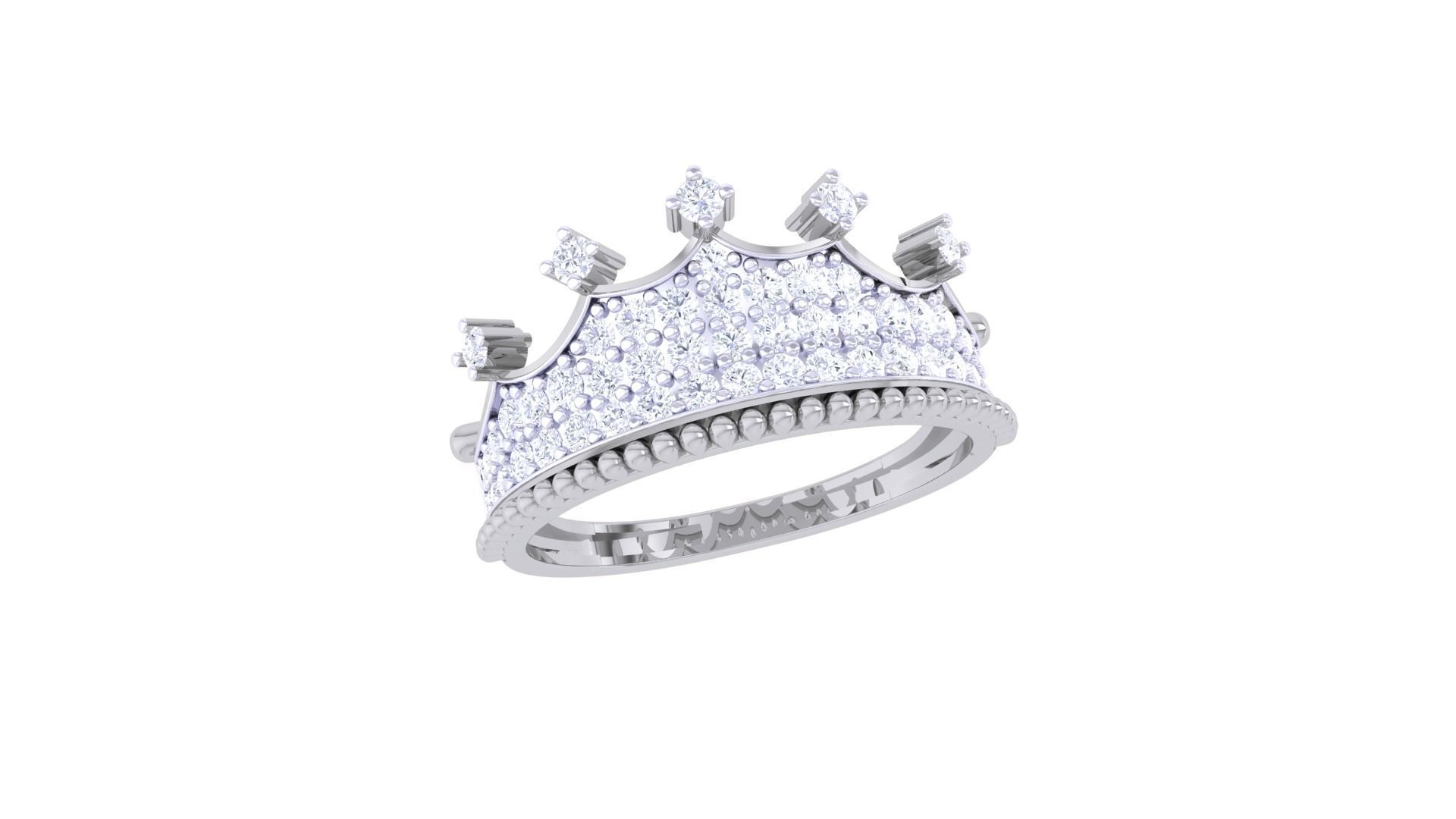 Crown High Jewelry Diamond Cocktail Ring 3dm stl obj mtl glb 3D print model_1