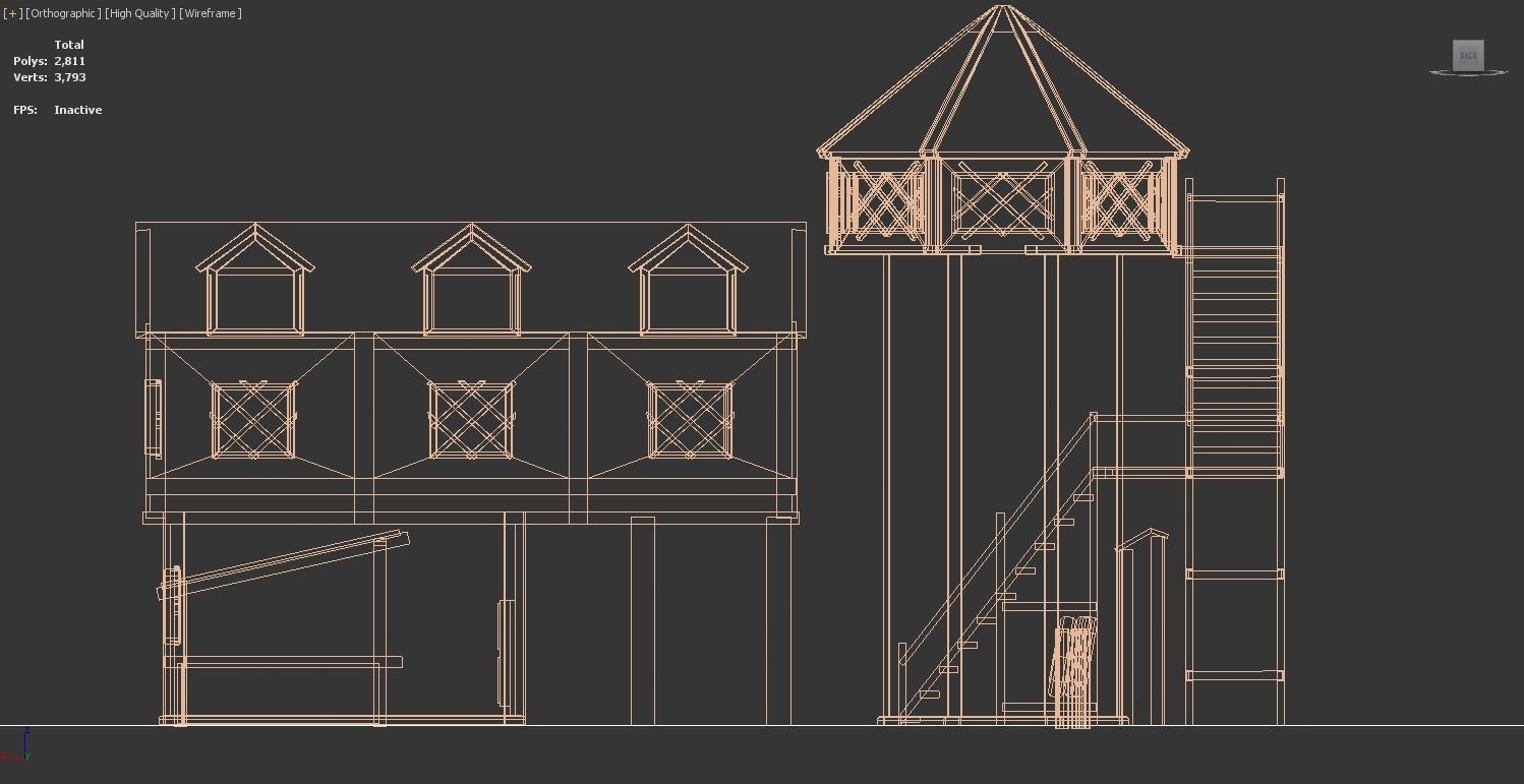 Medieval Archery Building Low-poly 3D model_11