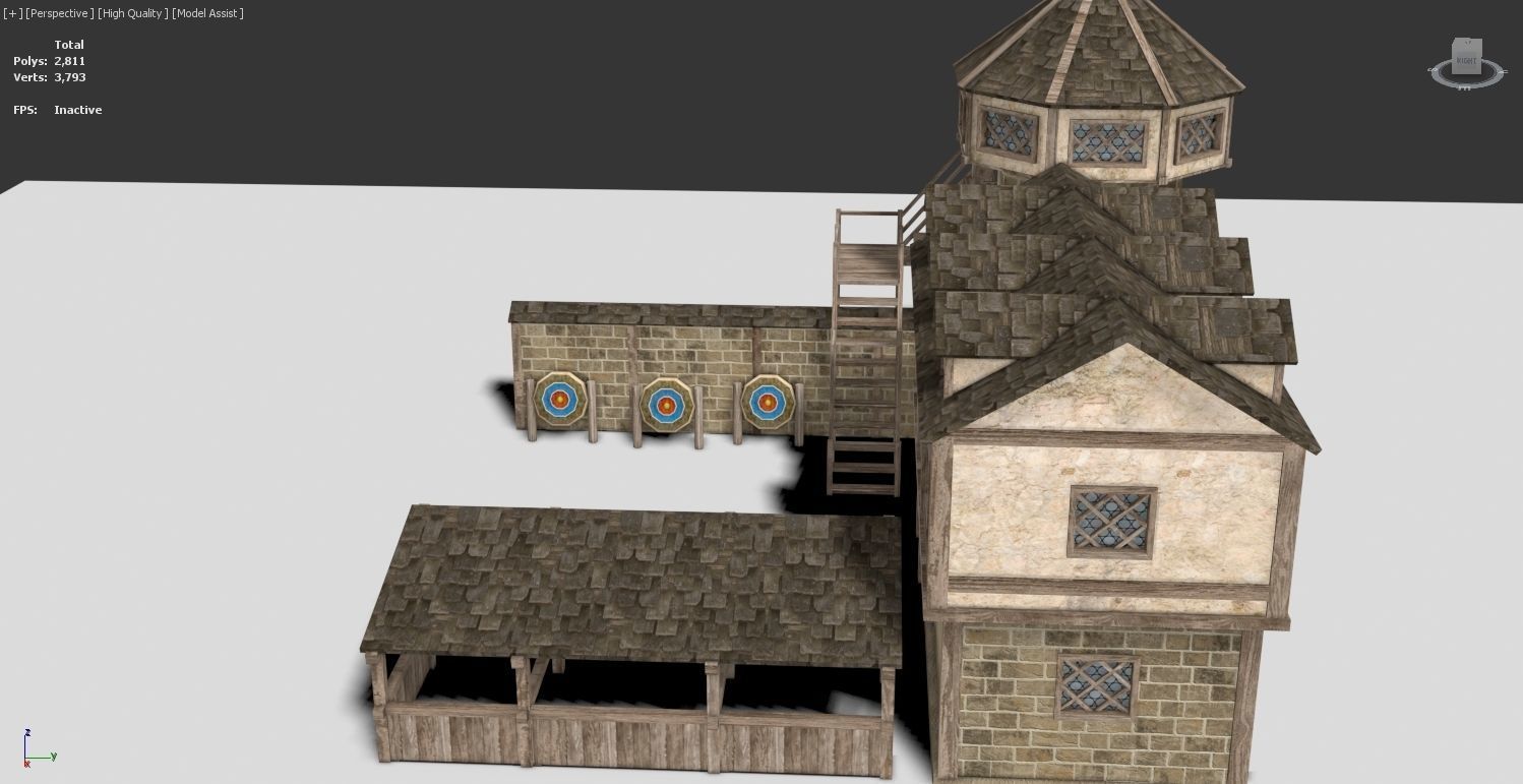 Medieval Archery Building Low-poly 3D model_3