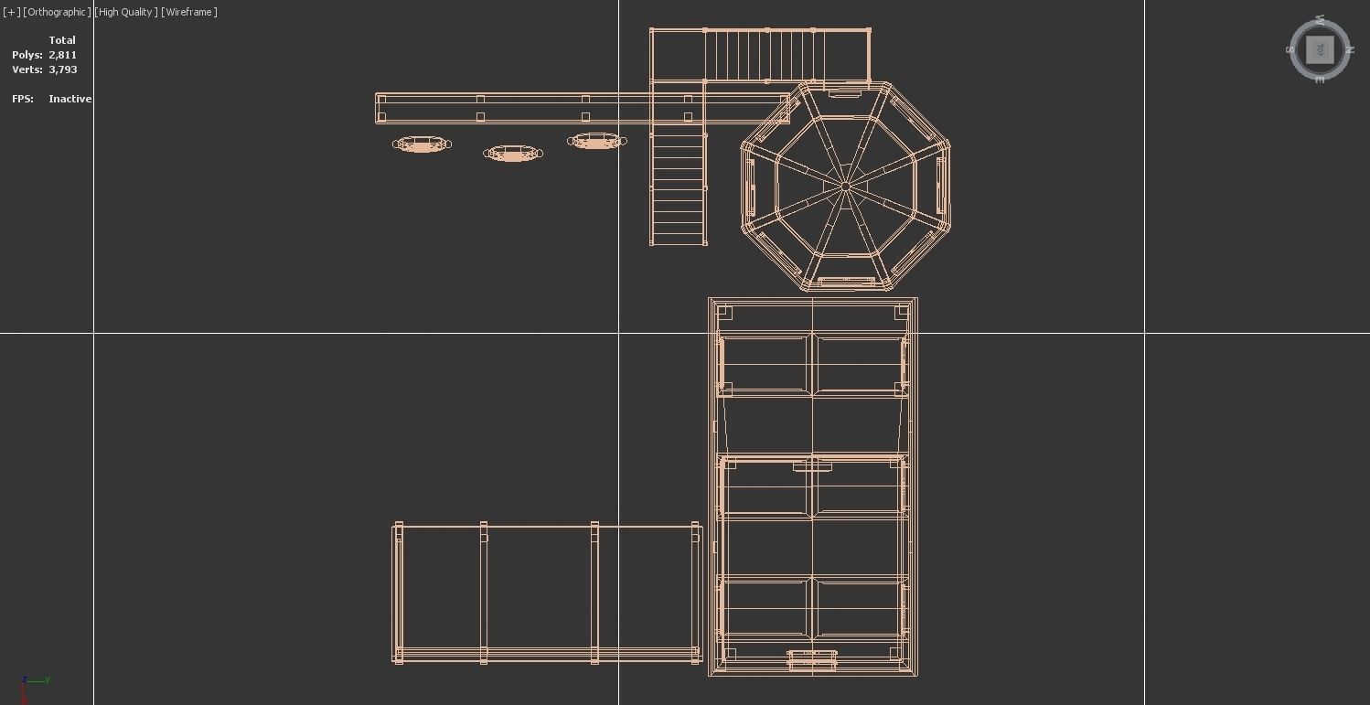 Medieval Archery Building Low-poly 3D model_13