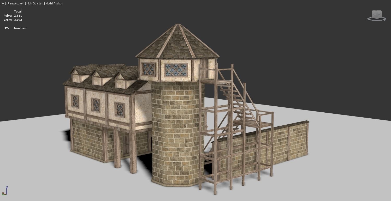 Medieval Archery Building Low-poly 3D model_2