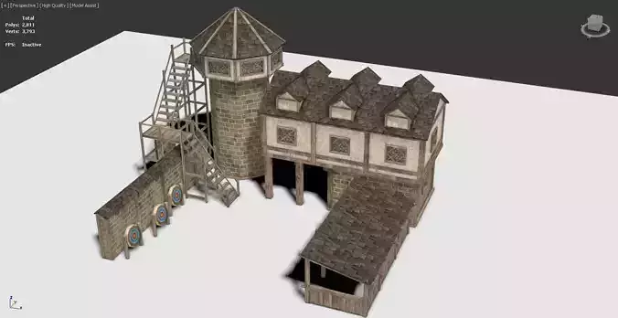 Medieval Archery Building Low-poly 3D model