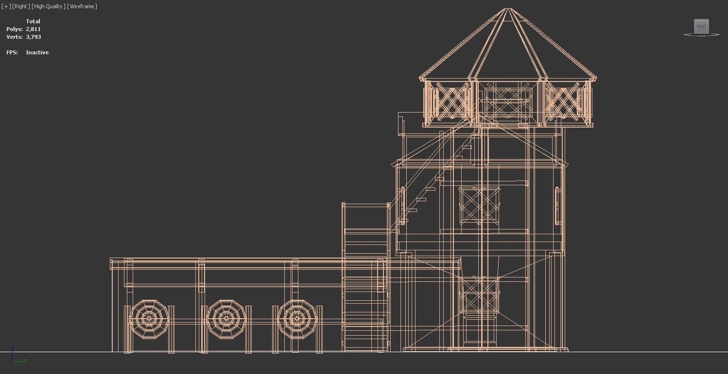 Medieval Archery Building Low-poly 3D model_12