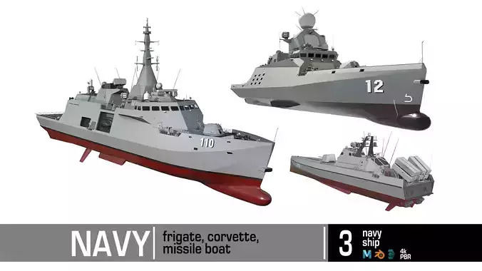 Navy  Ship 3D Model Collection