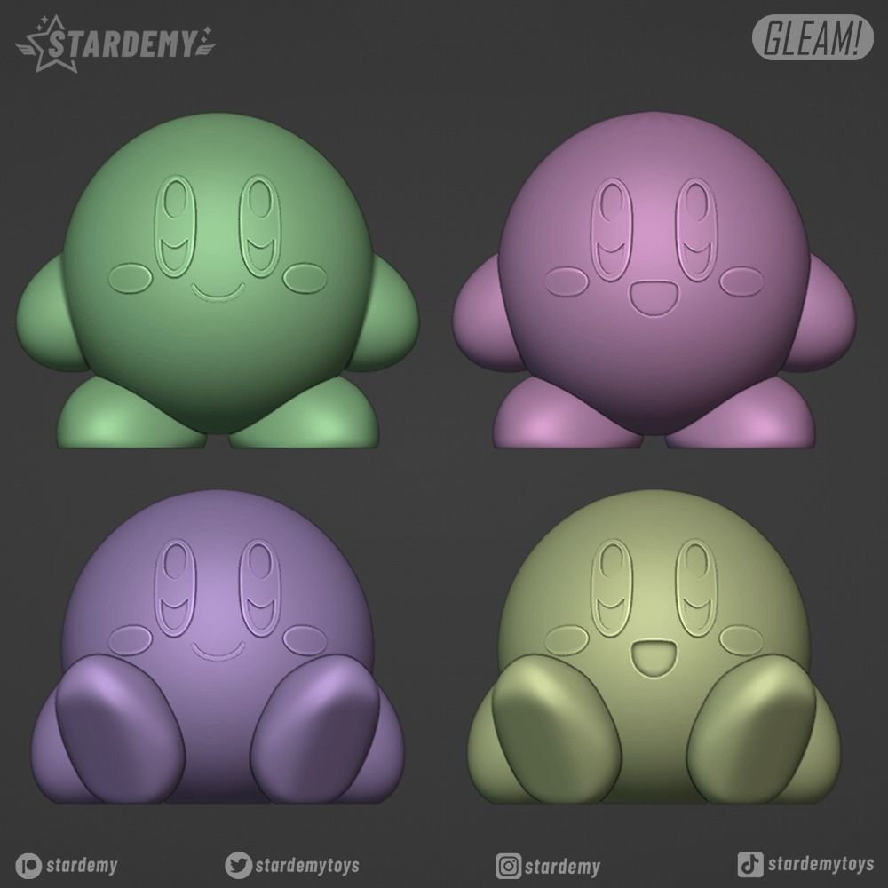 Kirby 4 models Chibi No supports 3D print model_15