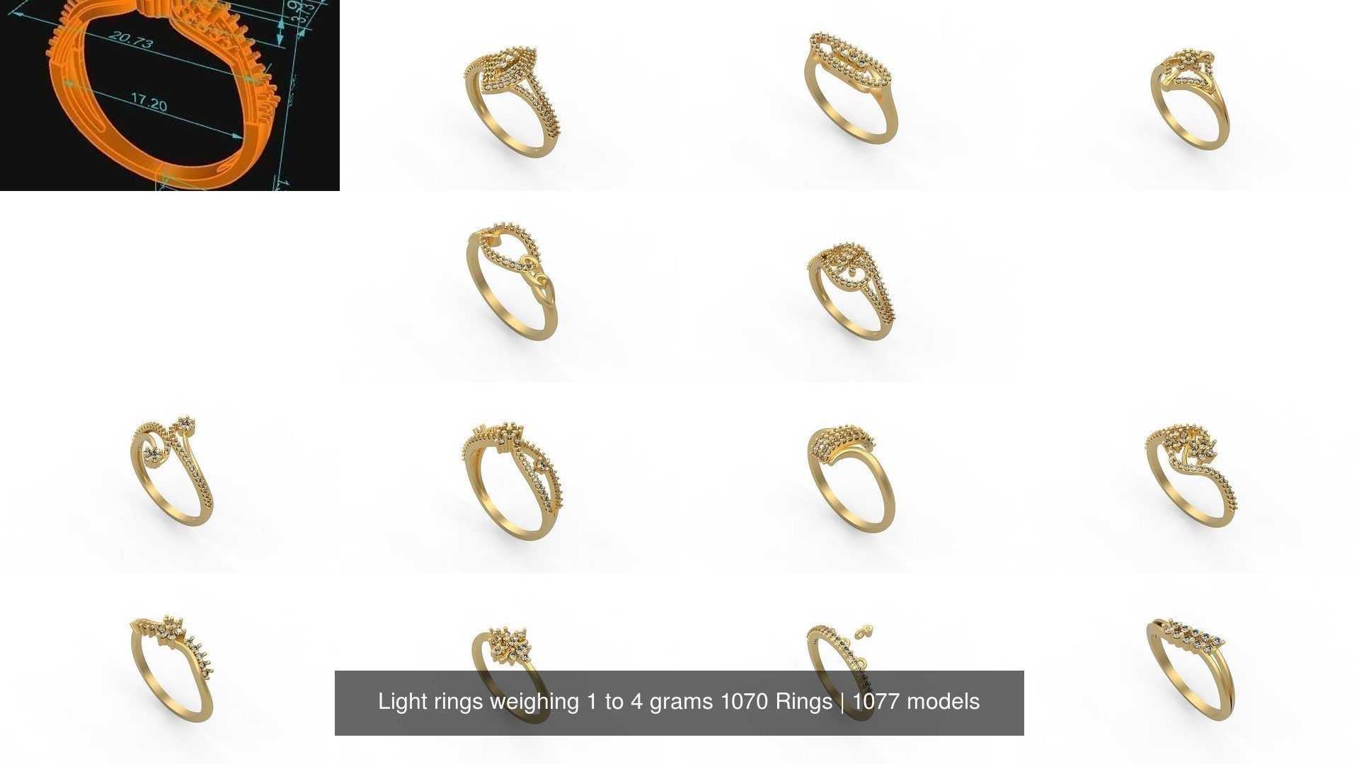 Light rings weighing 1 to 4 grams 1070 Rings 3D Model Collection_272