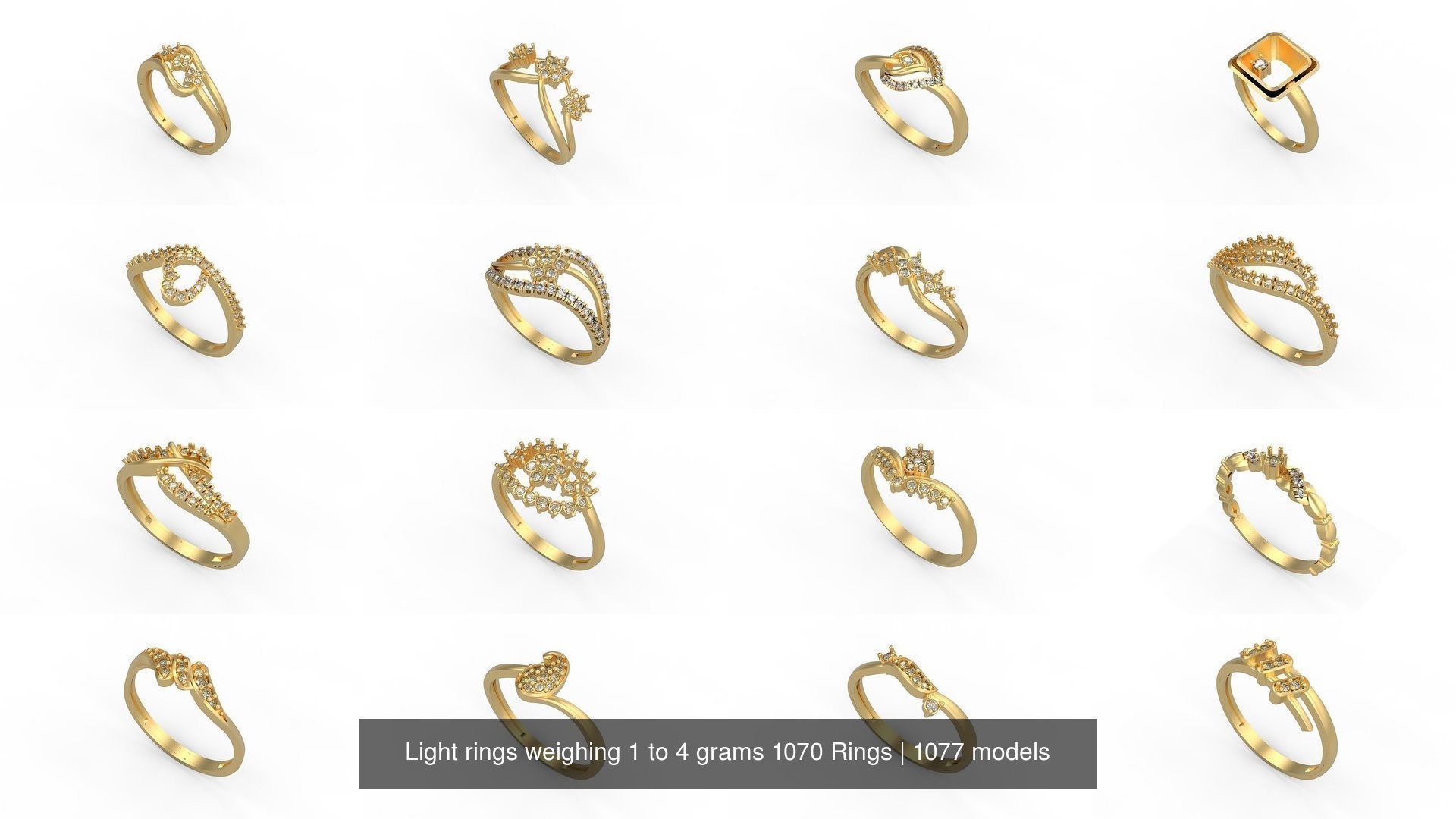 Light rings weighing 1 to 4 grams 1070 Rings 3D Model Collection_695