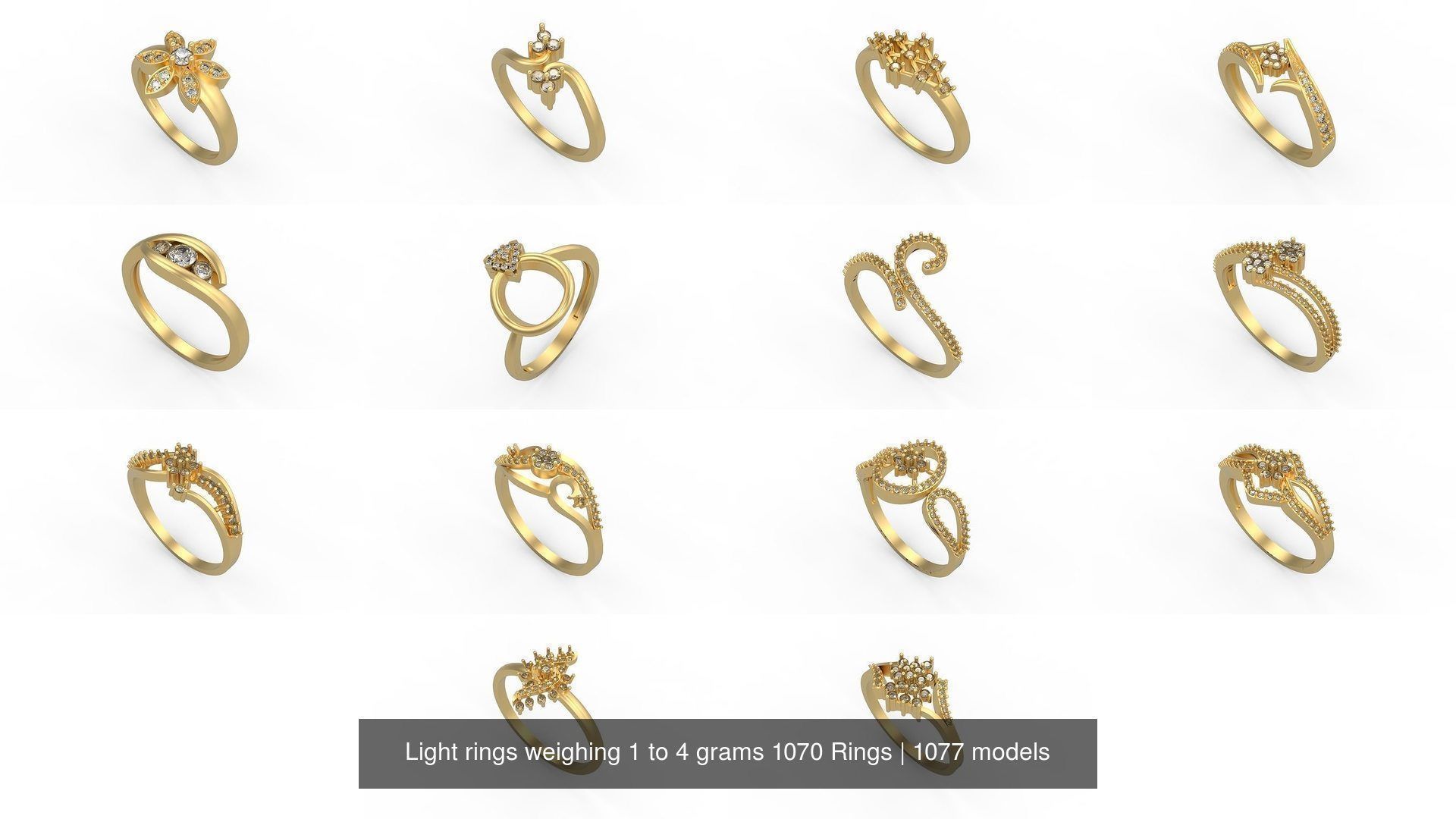 Light rings weighing 1 to 4 grams 1070 Rings 3D Model Collection_858